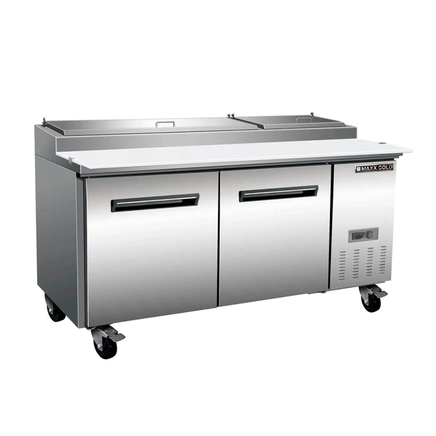 Maxx Cold MXCPP70HC 70 4/5 X-Series Pizza Prep Table w/ Refrigerated Base, 120v, Stainless Steel