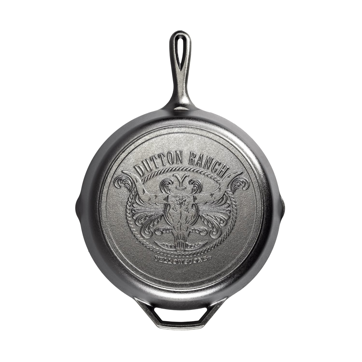 Lodge L10SKYW 12 9/16 Round Yellowstone Cast Iron Skillet, Steer, Black