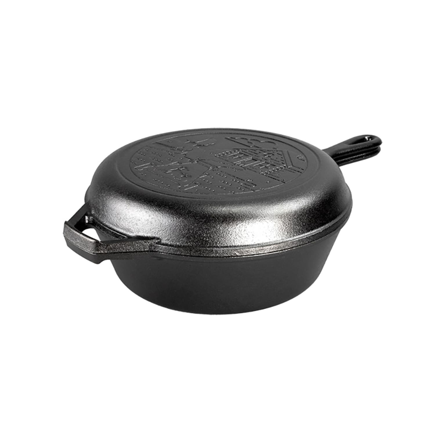Lodge LCCWND 3 1/5 qt Wanderlust Cast Iron Combo Cooker, Cabin, Black