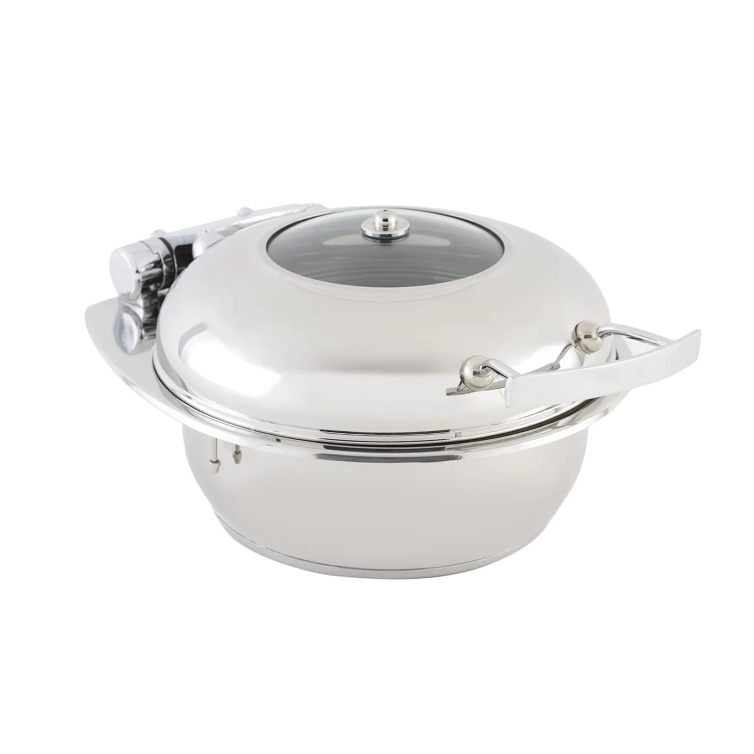 Bon Chef 20303 Half Size Chafer w/ Lift-off Lid & Induction Heat, Glass Top, 14-1/4"" x 12-1/4"", Silver