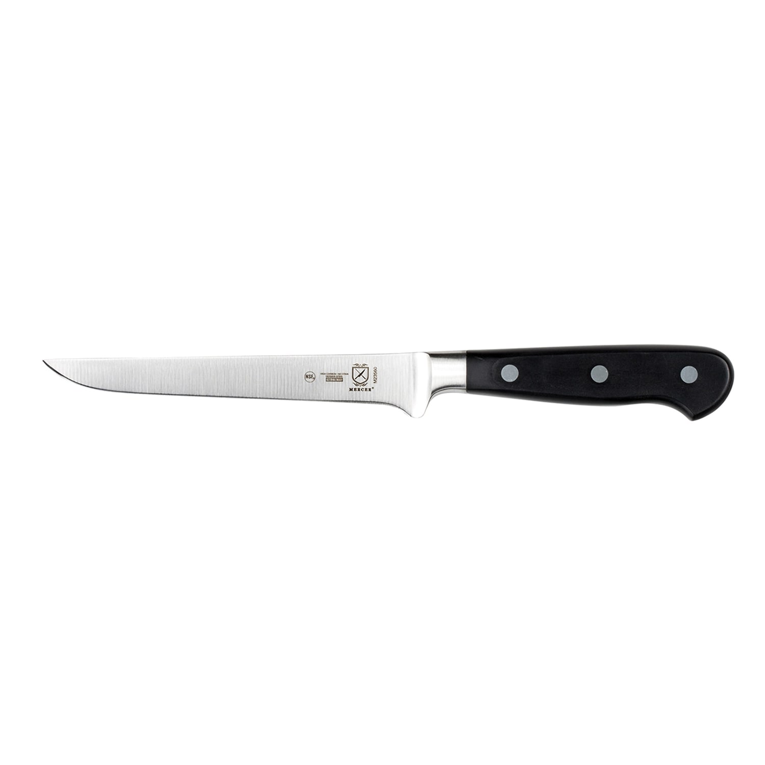 Mercer Culinary M23560 6 Flexible Boning Knife - Black Ergonomic Delrin Handle, High-Carbon German Steel