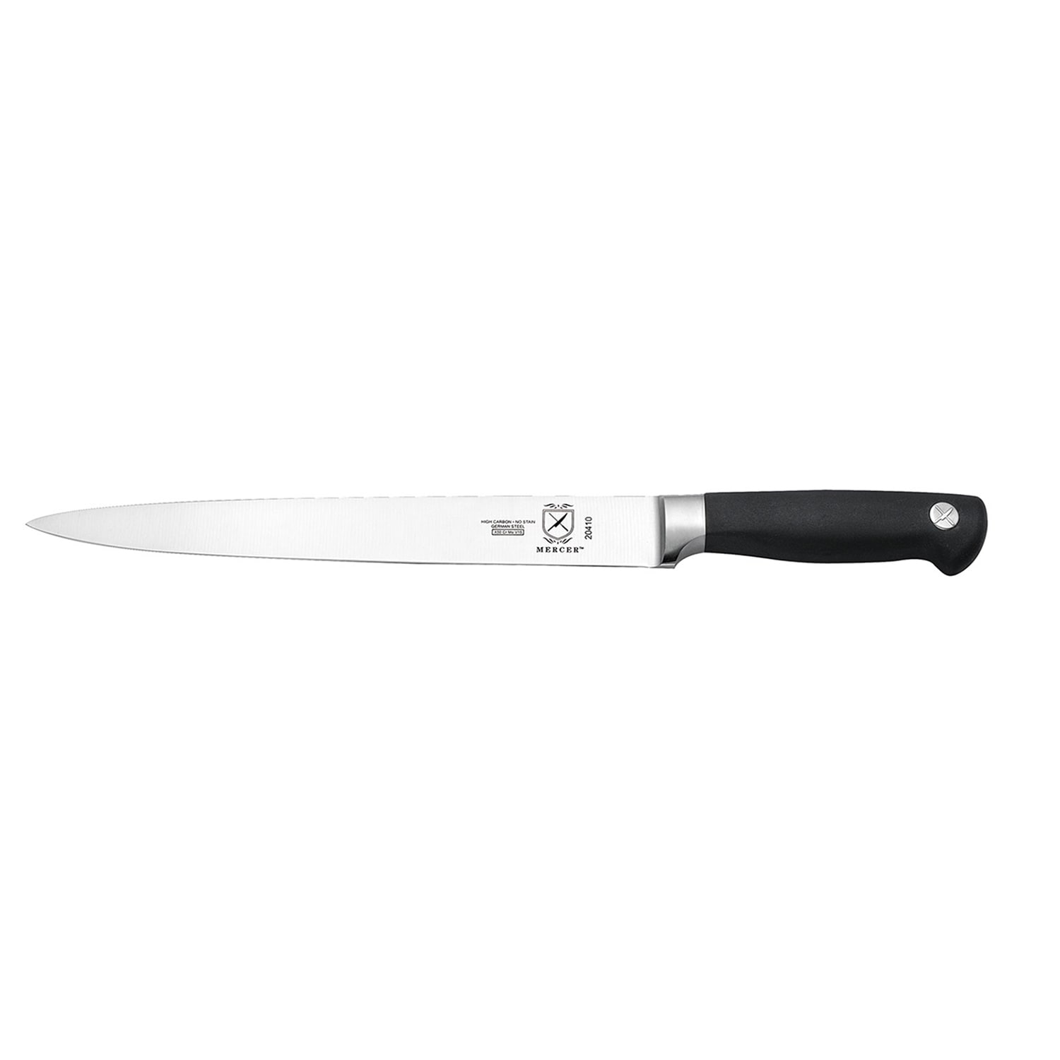 Mercer Culinary M20410 10 Carving Knife w/ Black Non-Slip Santoprene Handle, High-Carbon German Steel