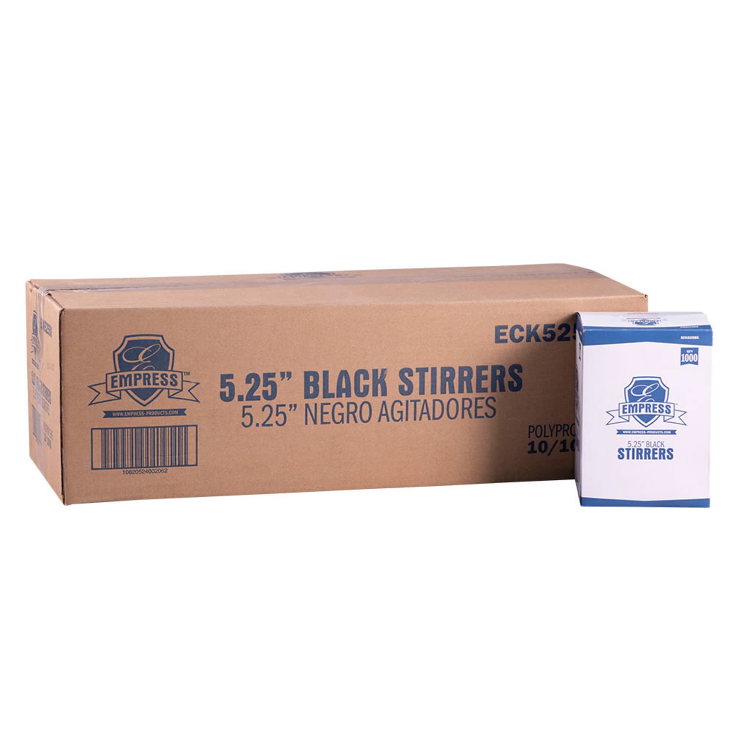 Empress ECK525BK (43241) 5 1/4 Cocktail Straw/Stirrer - Unwrapped, Black, Case of 10000