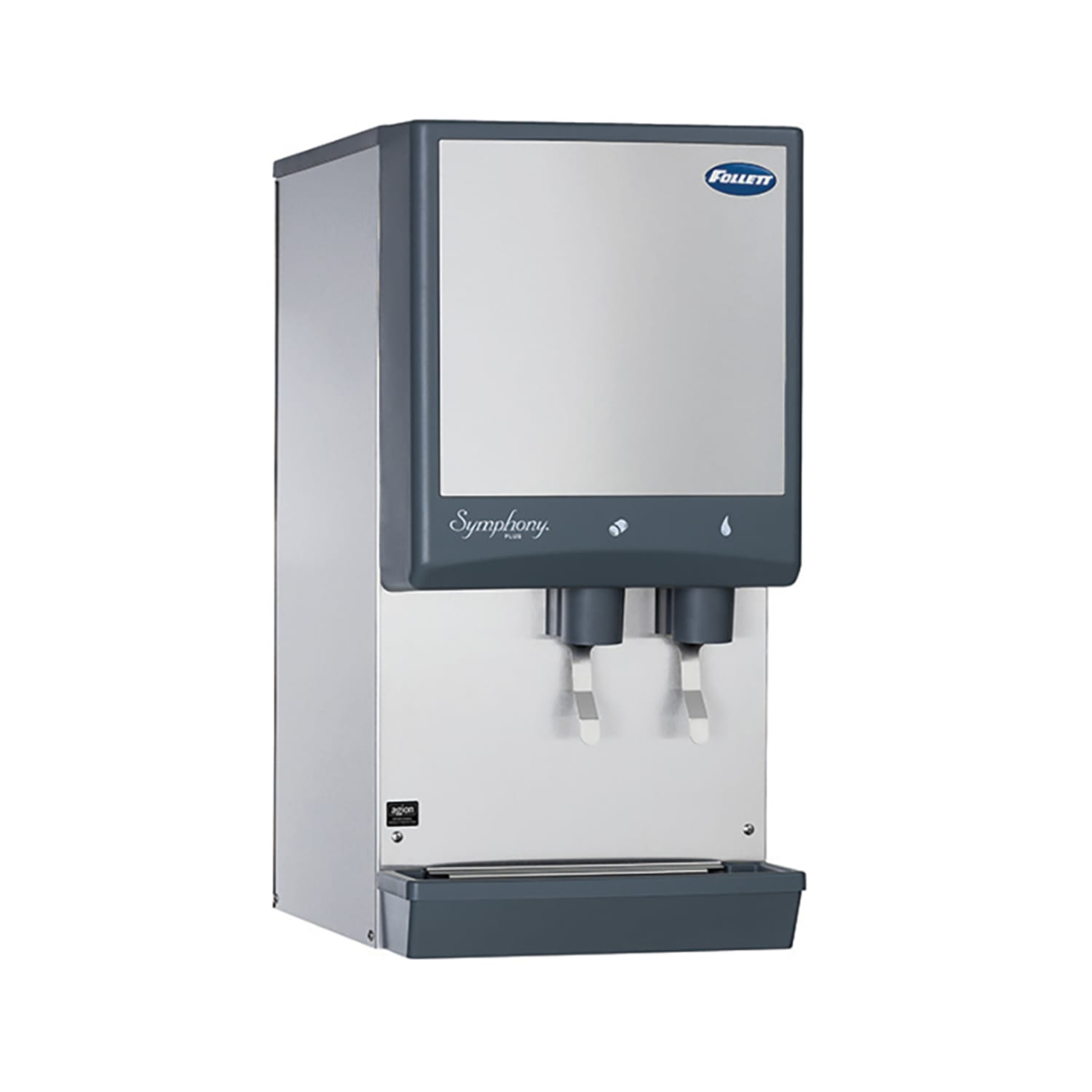Follett 12CI414A-L 425 lb Symphony Plus Countertop Water & Nugget Ice Dispenser for Commercial Ice Machines - 12 lb Storage, Cup Fill, 115v, Stainless Steel