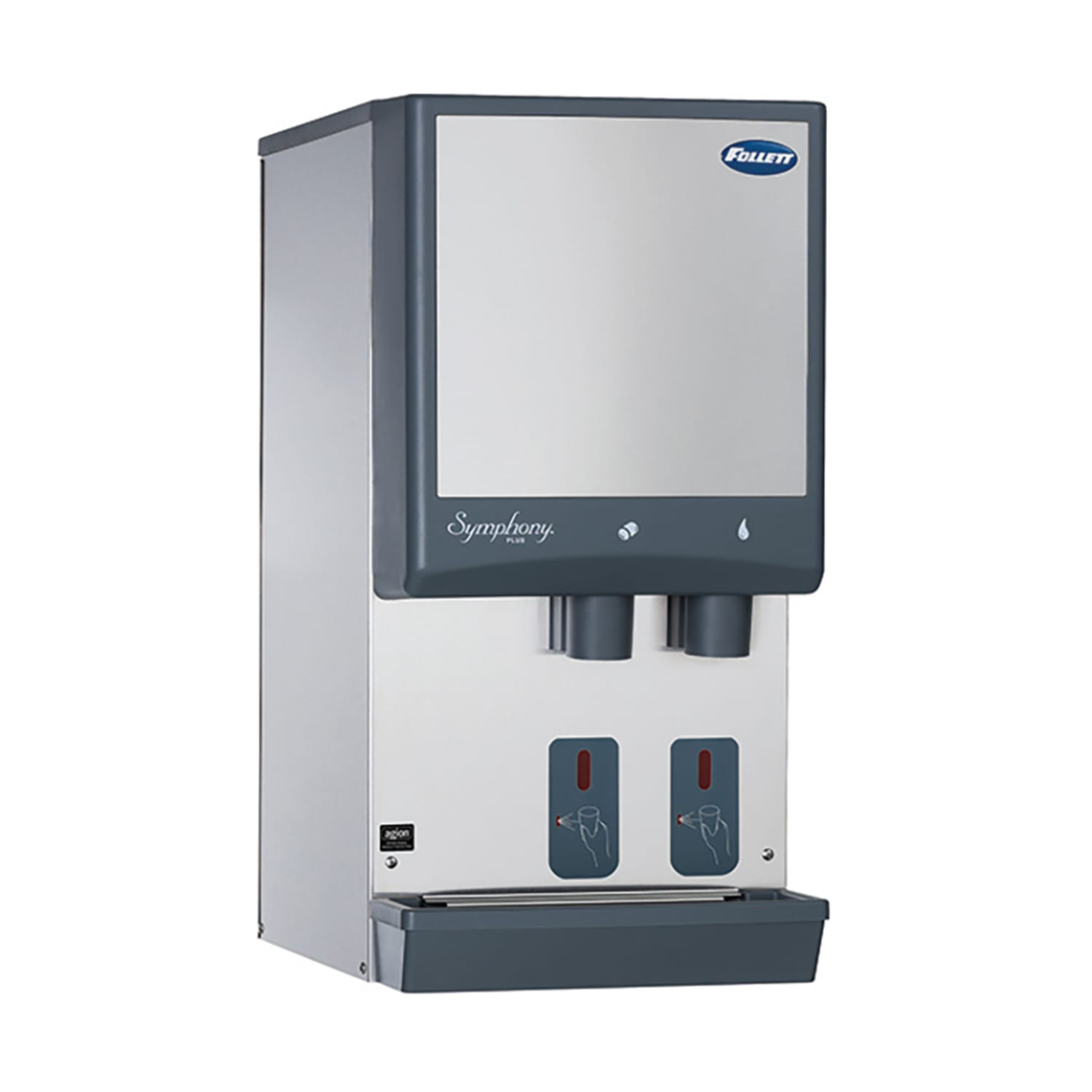 Follett 12CI414A-S 425 lb Symphony Plus Countertop Water & Nugget Ice Dispenser for Commercial Ice Machines - 12 lb Storage, Touch-Free, 115v, Stainless Steel