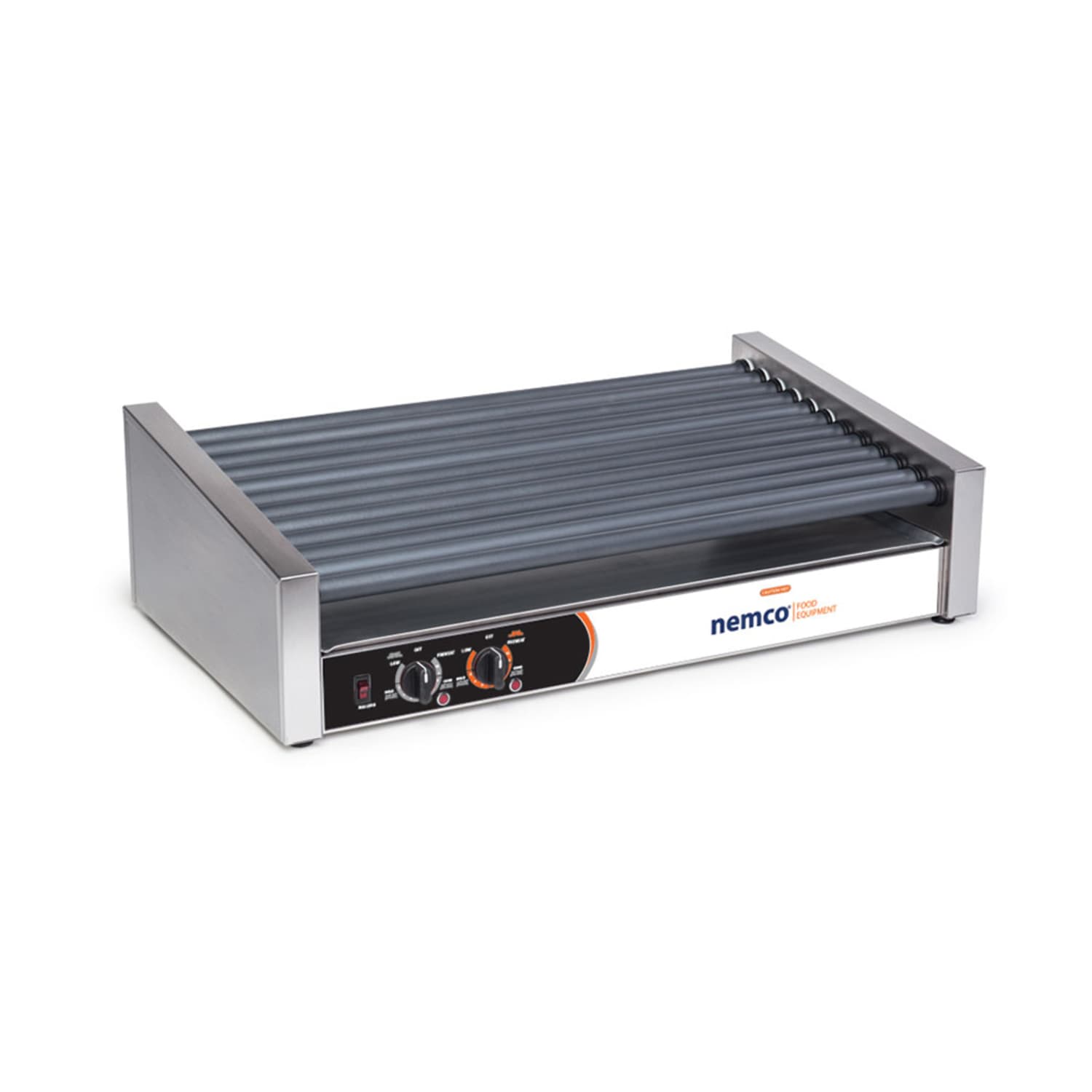 Nemco 8036SX-SLT-220 36 Hot Dog Roller Grill w/ Manual Controls - Slanted Top, 220v, Stainless Steel