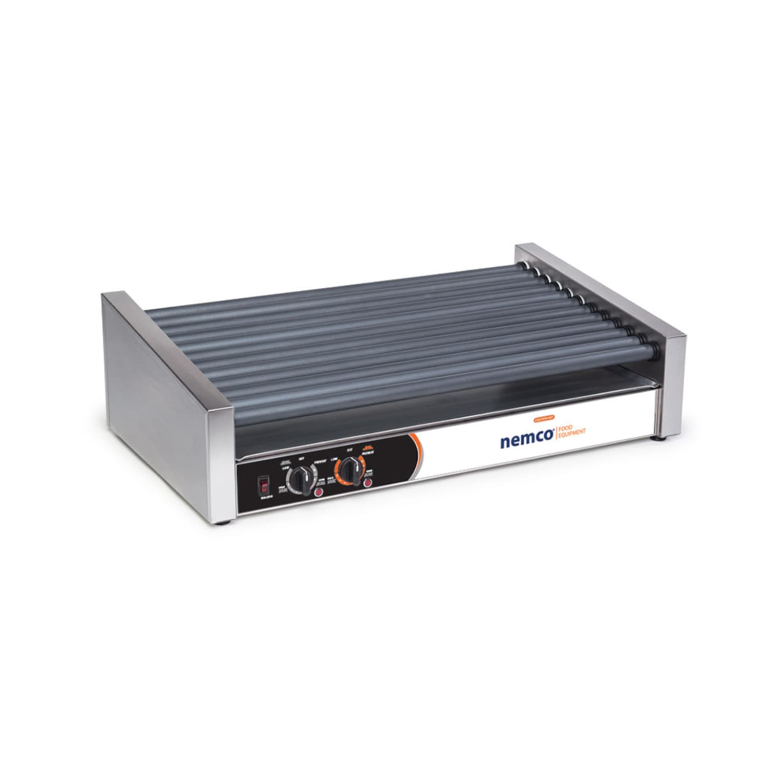 Nemco 8027SX-SLT-220 27 Hot Dog Roller Grill w/ Manual Controls - Slanted Top, 220v, Stainless Steel