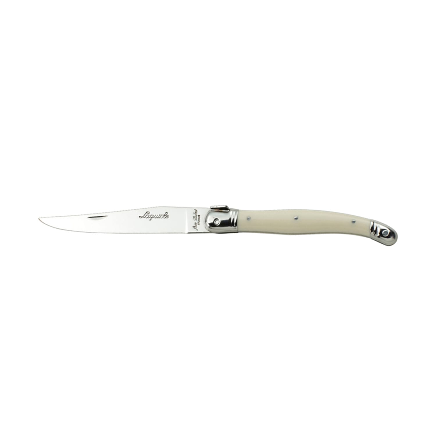 Laguiole 5393S079 9 Laguiole Ivory Sharpened Steak Knife w/ Plastic Handle, Stainless Steel, Stainless Steel, Pack of 6