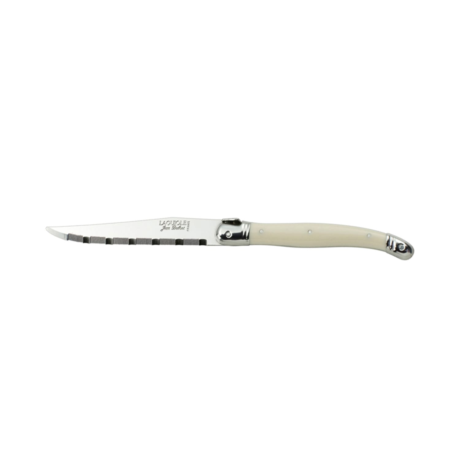 Laguiole 5393S057 9 Laguiole Ivory Serrated Steak Knife w/ Plastic Handle, Stainless Steel, Stainless Steel, Case of 6