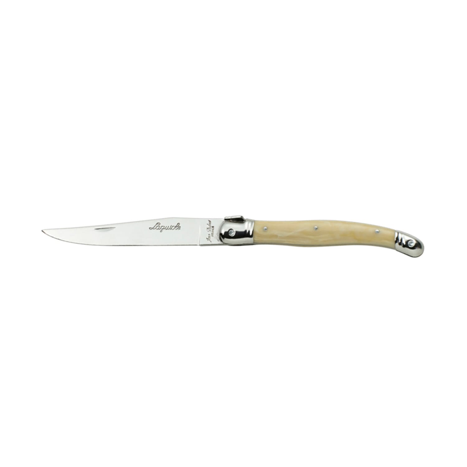 Laguiole 5394S079 9 Laguiole Horn Sharpened Steak Knife w/ Plastic Handle, Stainless Steel, Stainless Steel, Pack of 6