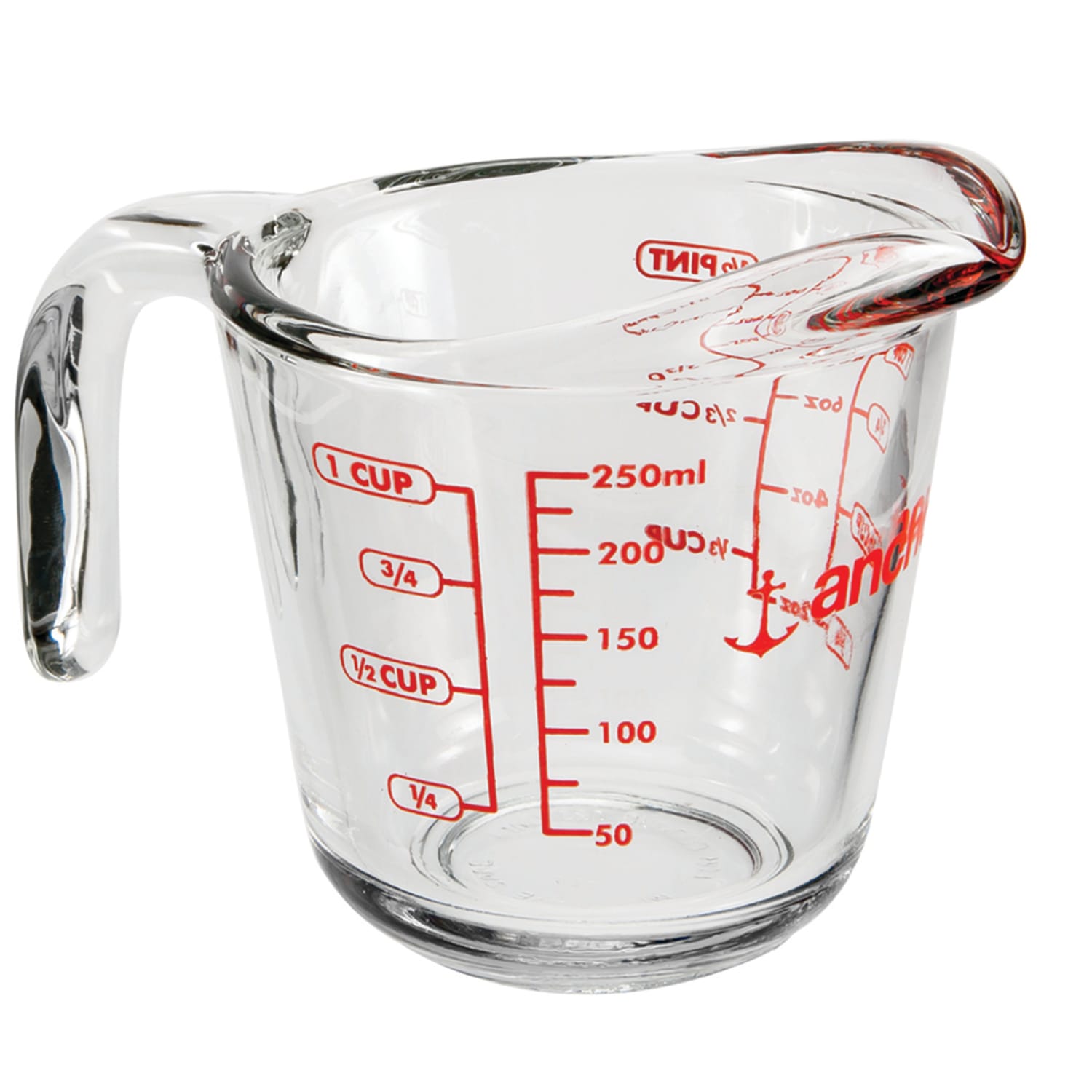 Anchor Hocking 55175L20 8 oz Measuring Cup w/ Open Handle, Pack of 4