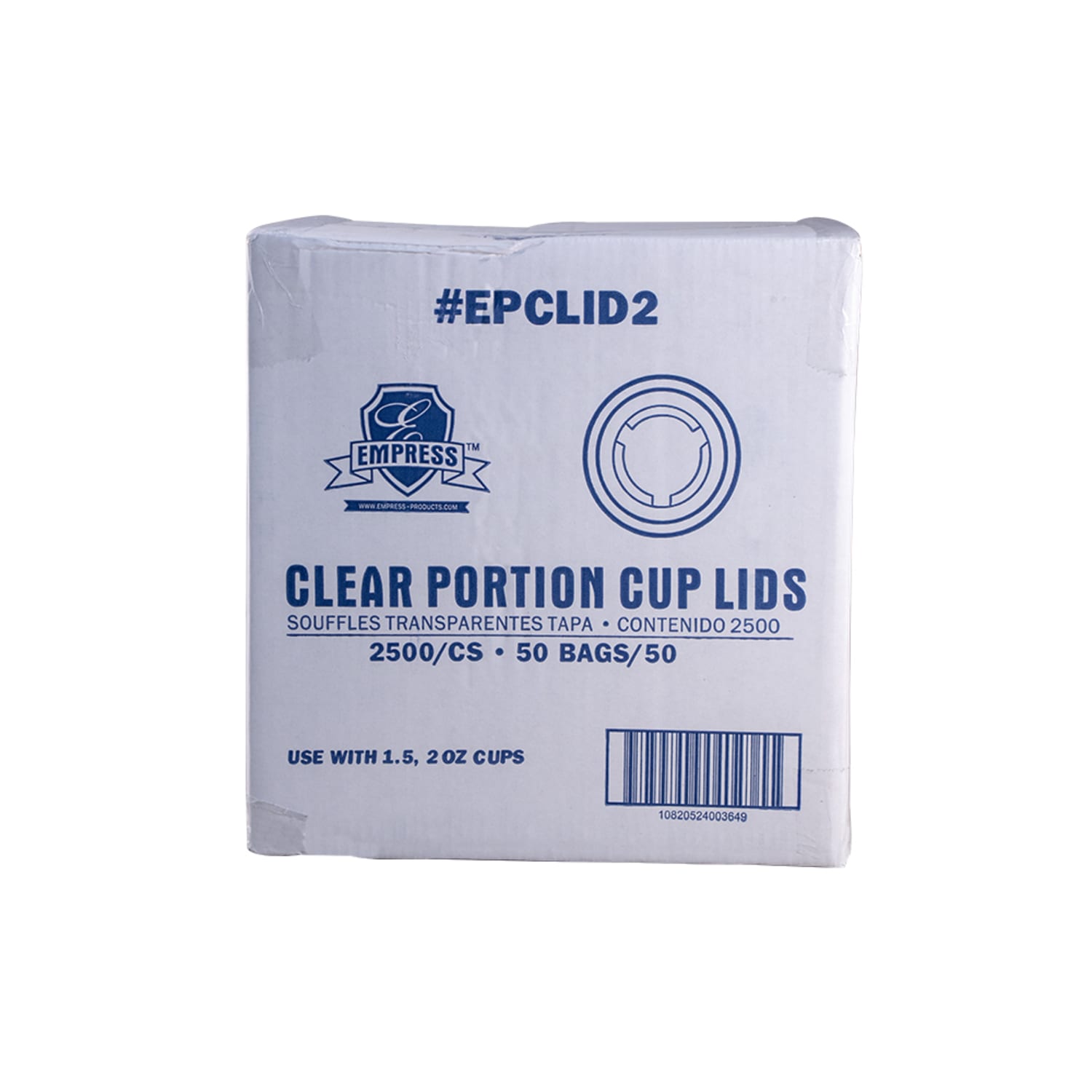 Empress EPCLID2 (48335) Lid for 1 1/2 oz, 2 oz, & 1 oz Portion Cups, Clear, 1.5 oz., 2 oz., & 2.5 oz, Case of 2500