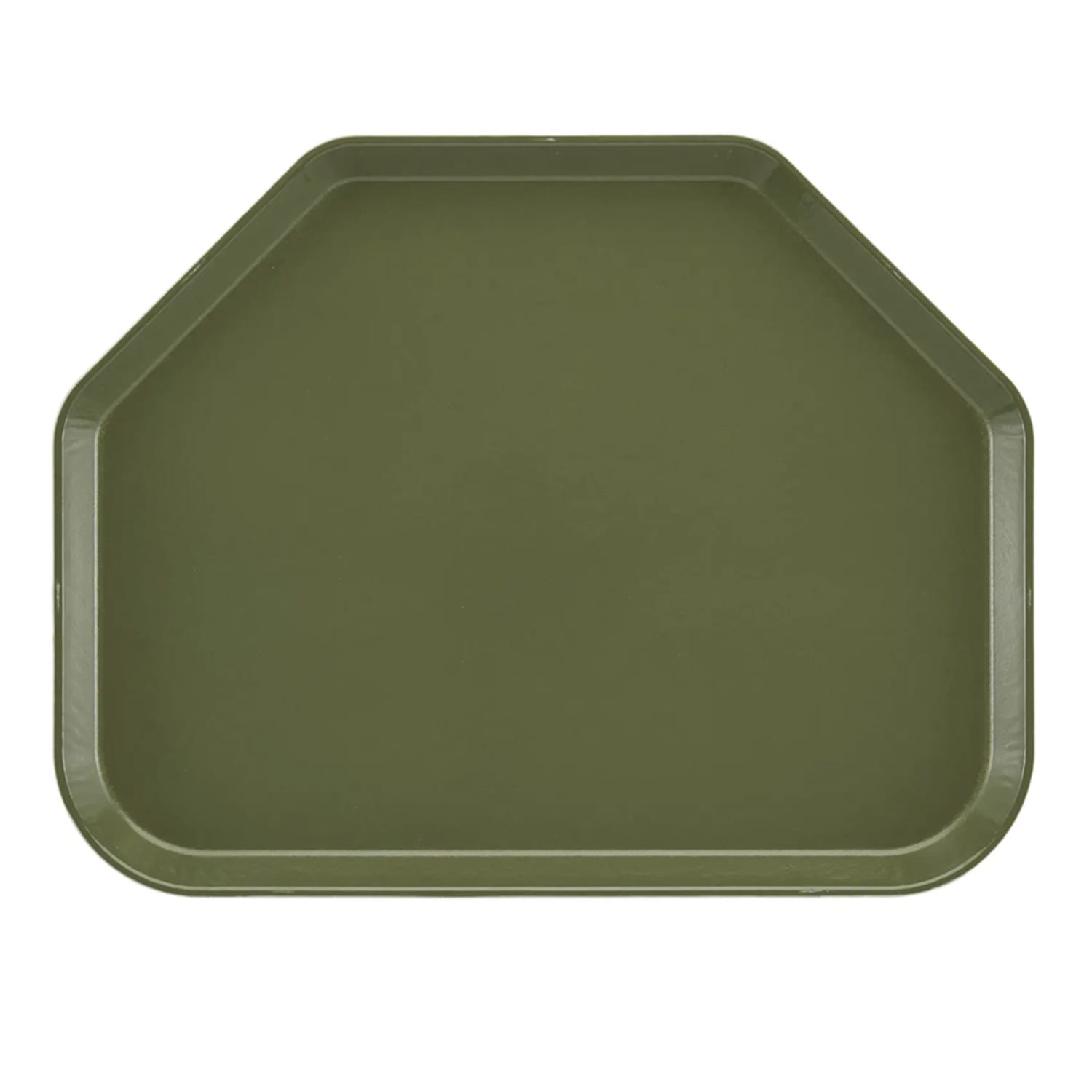 Cambro 1520TR428 Fiberglass Camtray Cafeteria Tray - 19 1/2L x 14 1/2W, Olive Green, Trapezoid, 1 Dozen