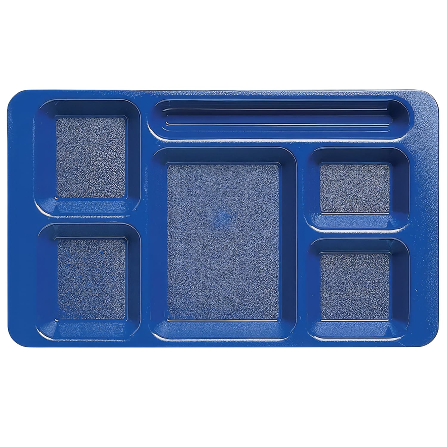 Cambro 1596CW431 Plastic Rectangular Tray w/ 6 Compartments, 9 x 15, Navy Blue, Case of 24