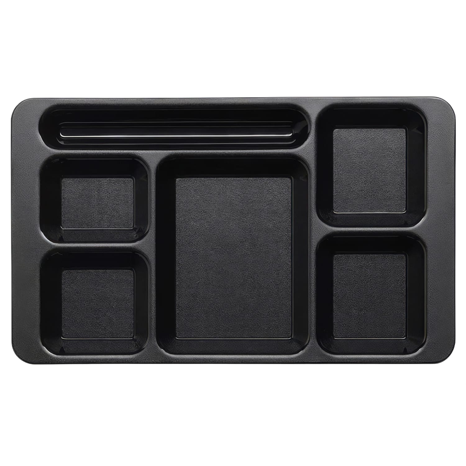 Cambro 915CW-110 Plastic Rectangular Tray w/ 6 Compartments, 8 3/4 x 15, Black, Polycarbonate, Case of 24