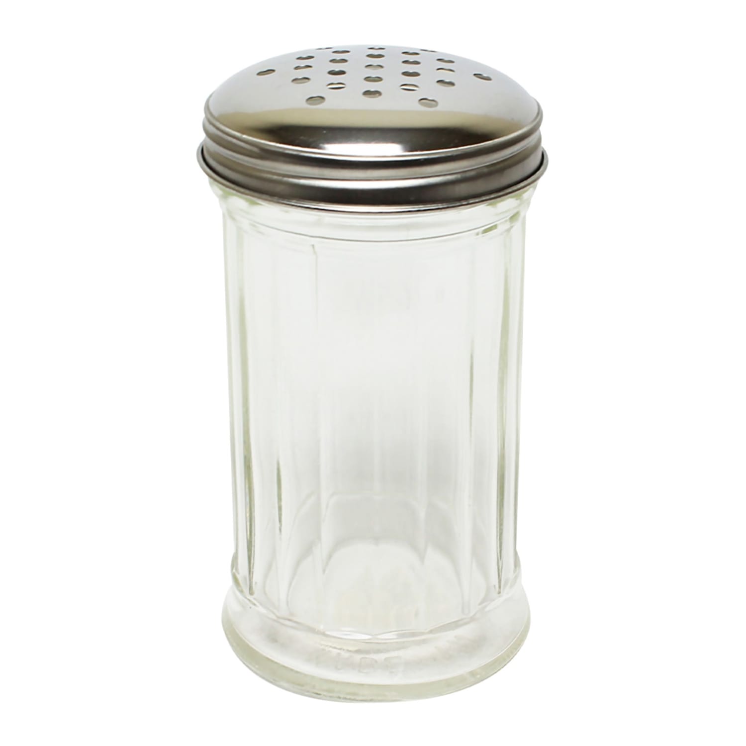 Thunder Group GLTWSJ012P 12 oz Paneled Glass Cheese Shaker w/ Perforated Top, Stainless, Clear