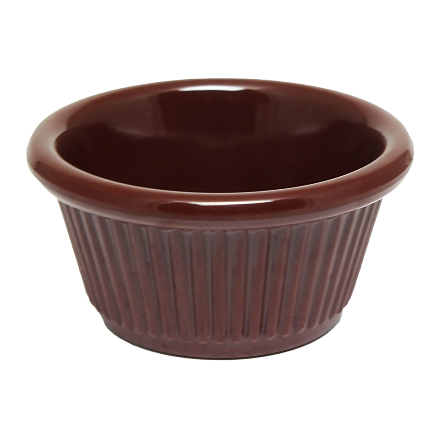 Thunder Group ML532C1 4 oz Fluted Melamine Ramekin, Chocolate, Brown, 1 Dozen