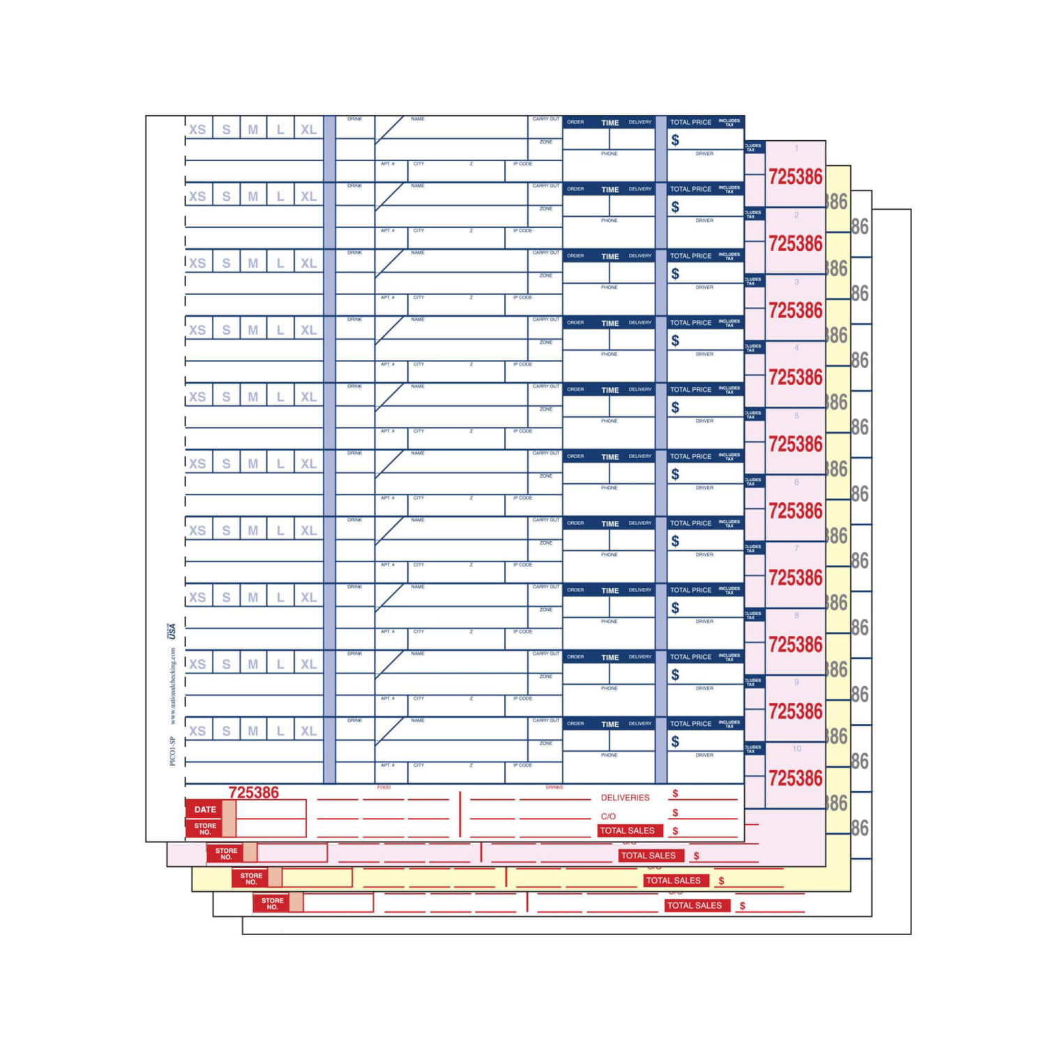 National Checking Company PICO1-SP Delivery Form - 1 Part Booked, 10 Lines, White, Case of 1000