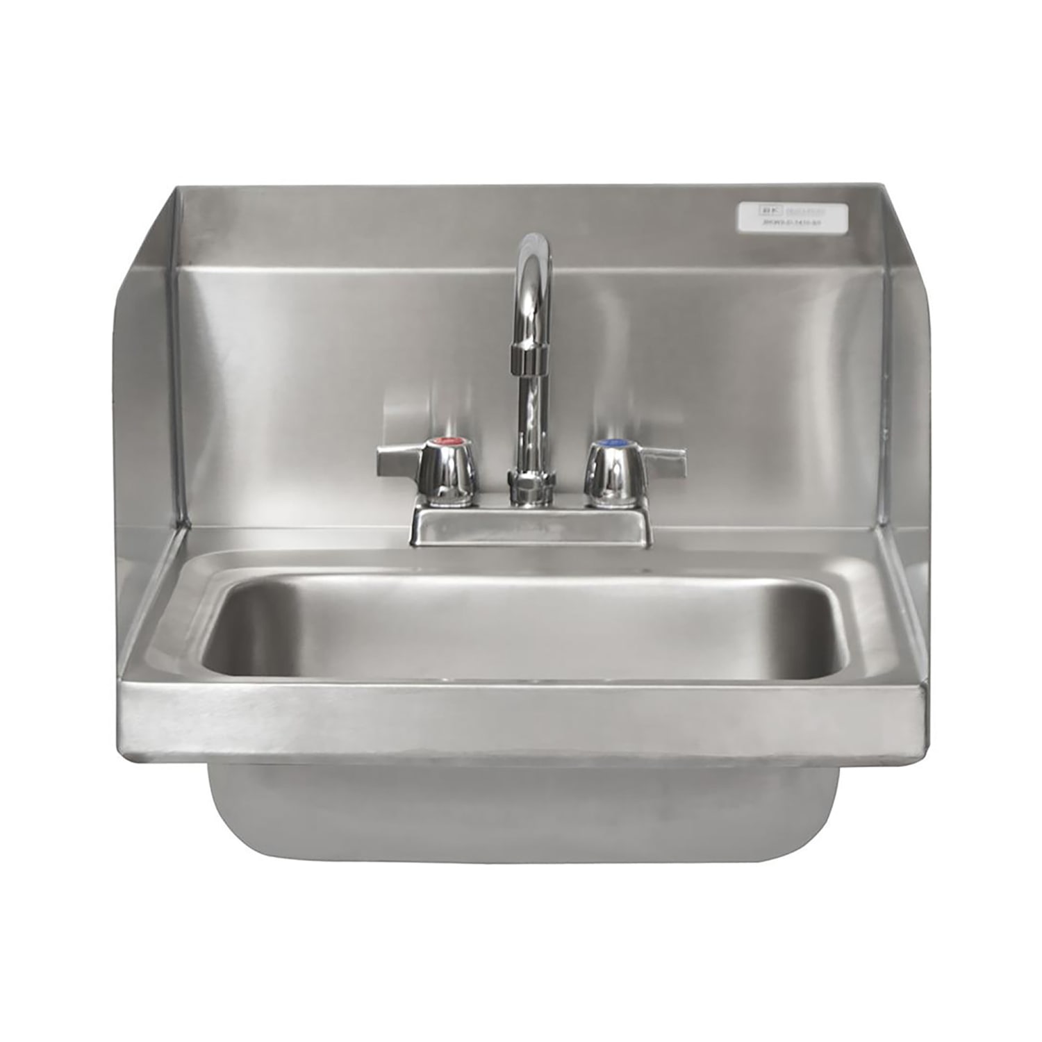 Splash G-P-SS-0141-D-SHKB Wall Mount Commercial Hand Sink w/ 14L x 10W x 5D Bowl - Gooseneck Faucet & Basket Drain, Silver