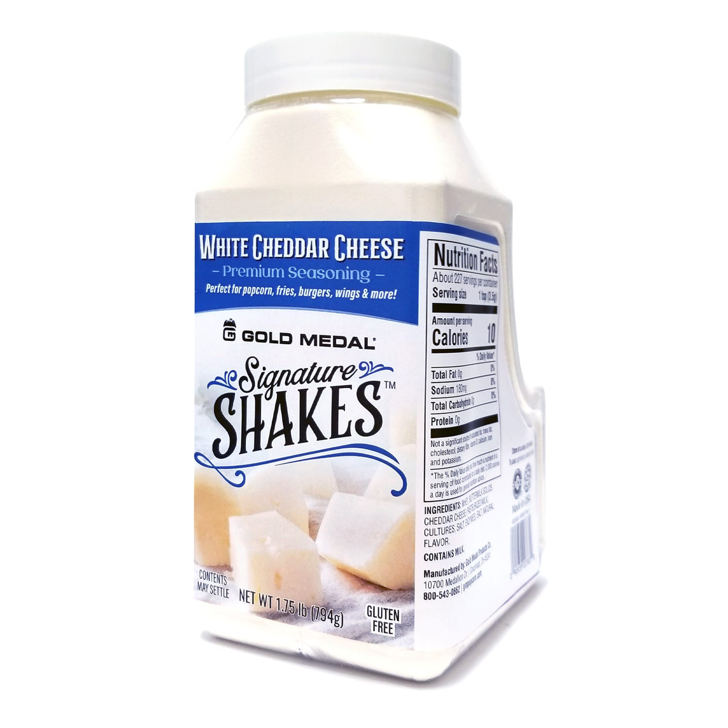 Gold Medal 2383S 18 oz Jars White Cheddar Cheese Signature Shakes Flavoring Mix, 18-oz. Dry Powder, Savory Shakes, Pack of 4