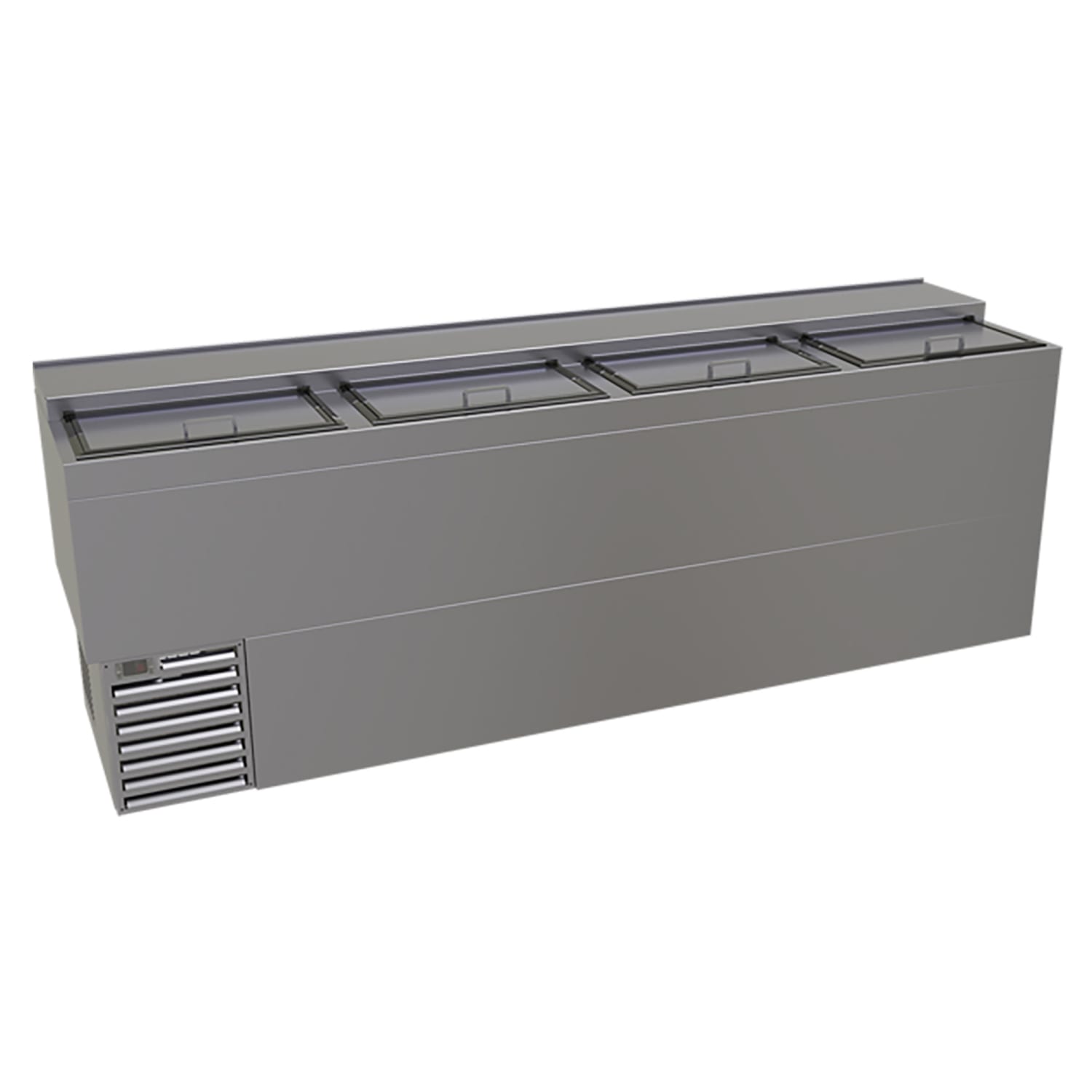 Glastender ST96-S 96 Forced Air Bottle Cooler - Holds 826 12-oz Bottles, Lid Locks, Stainless, 120v, Silver