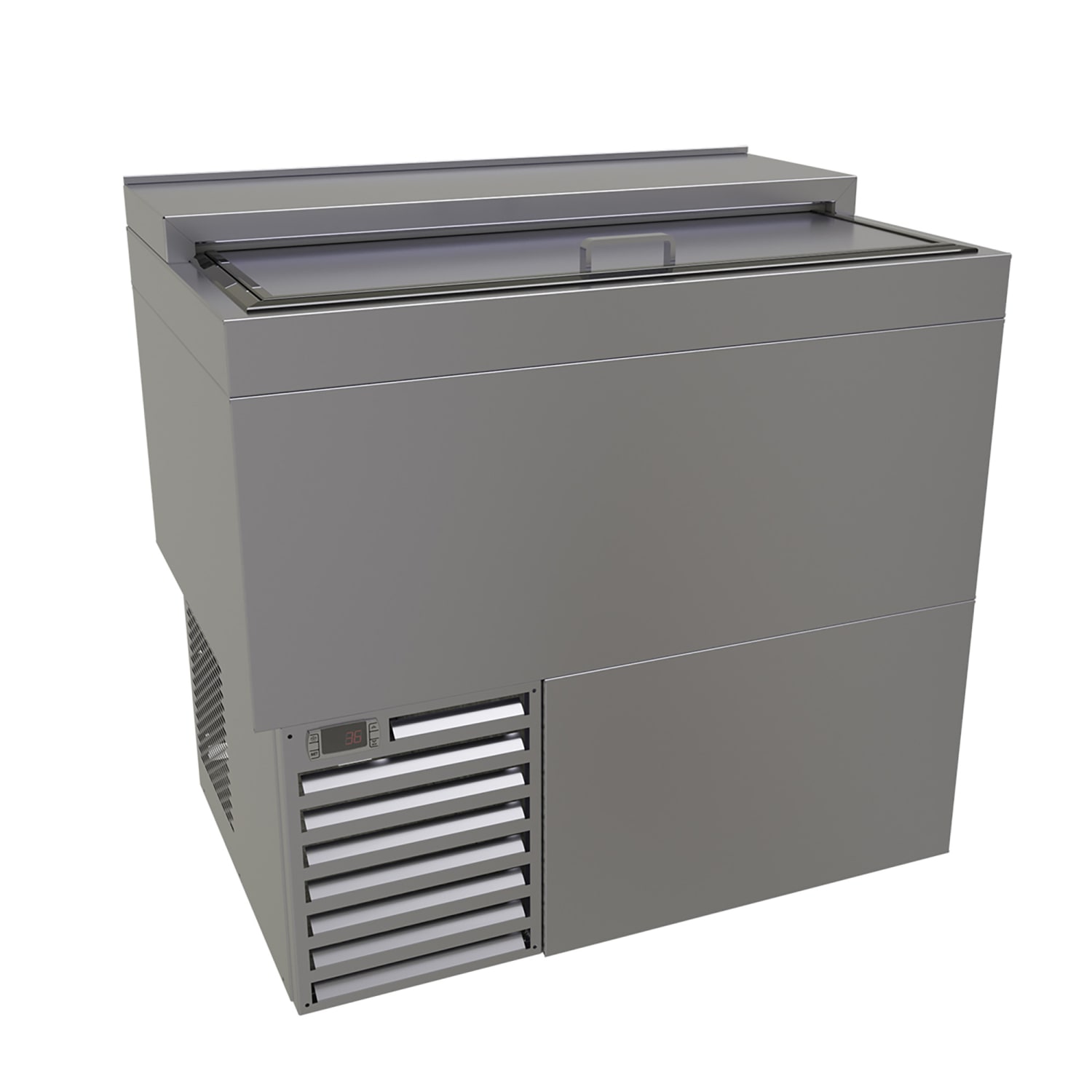 Glastender ST36-S 36 Forced Air Bottle Cooler - Holds 226 12-oz Bottles, Lid Locks, Stainless, 120v, Silver