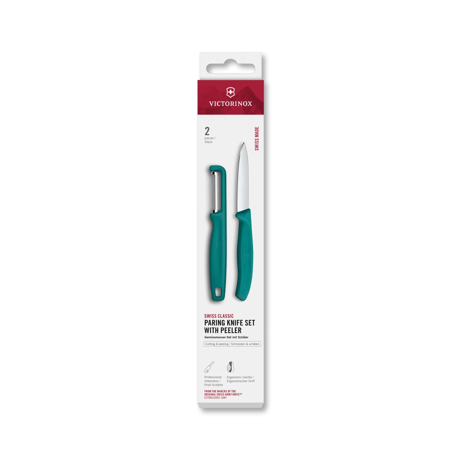 Victorinox 6.7114.21C1 Swiss Classic 2 Piece Paring Knife Set w/ Green Polypropylene Handle, Stainless Steel