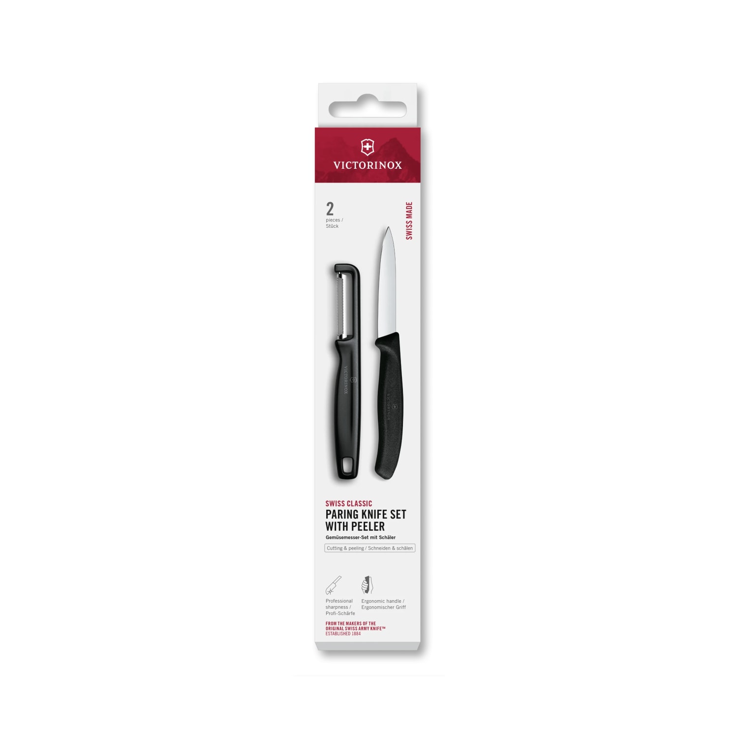 Victorinox 6.7113.21 Swiss Classic 2 Piece Paring Knife Set w/ Black Polypropylene Handle, Stainless Steel
