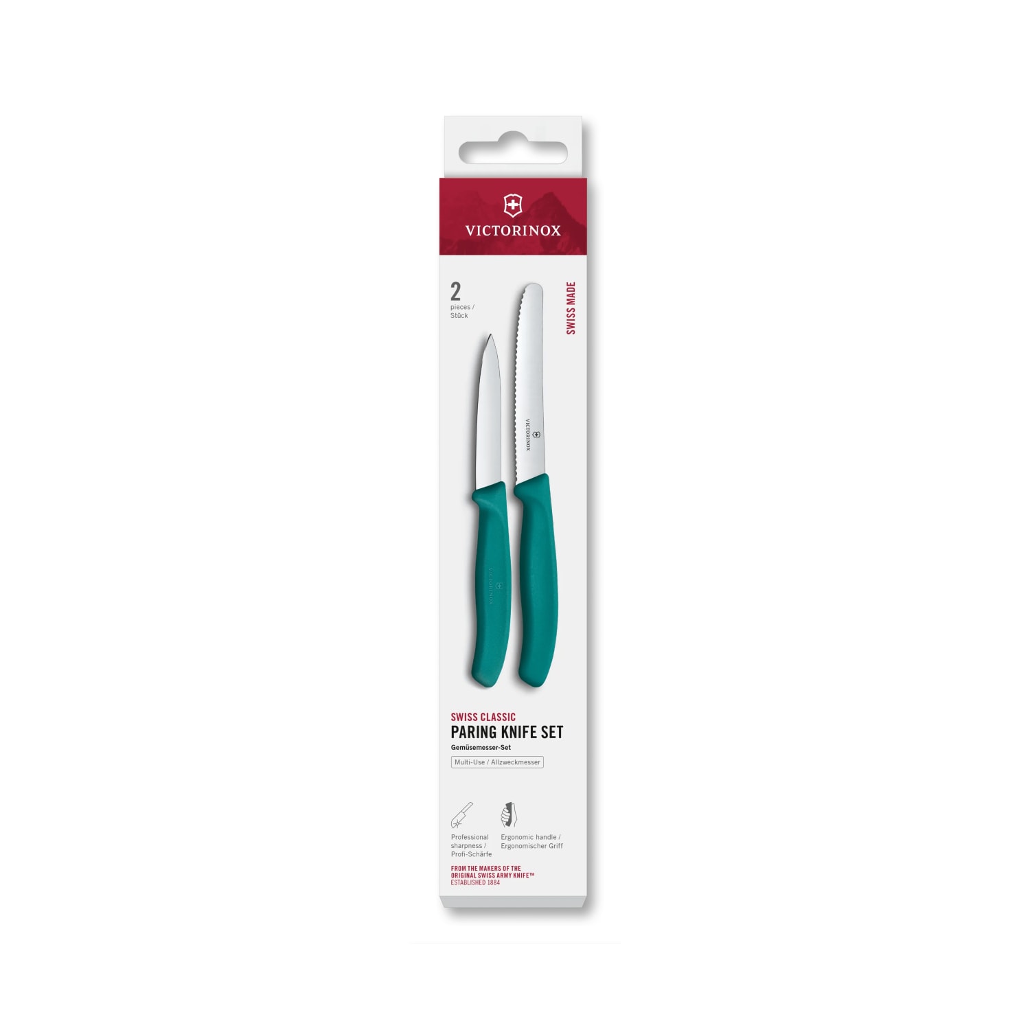 Victorinox 6.7114.2C1 Swiss Classic 2 Piece Paring Knife Set w/ Green Polypropylene Handle, Stainless Steel