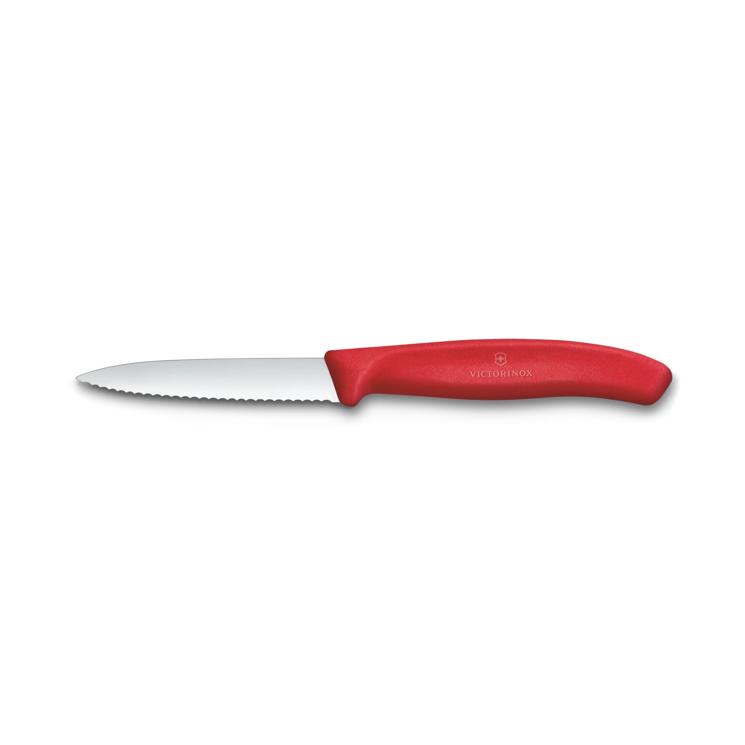 Victorinox 6.7631.C1 3 1/10 Swiss Classic Serrated Paring Knife w/ Red Polypropylene Handle, Stainless Steel