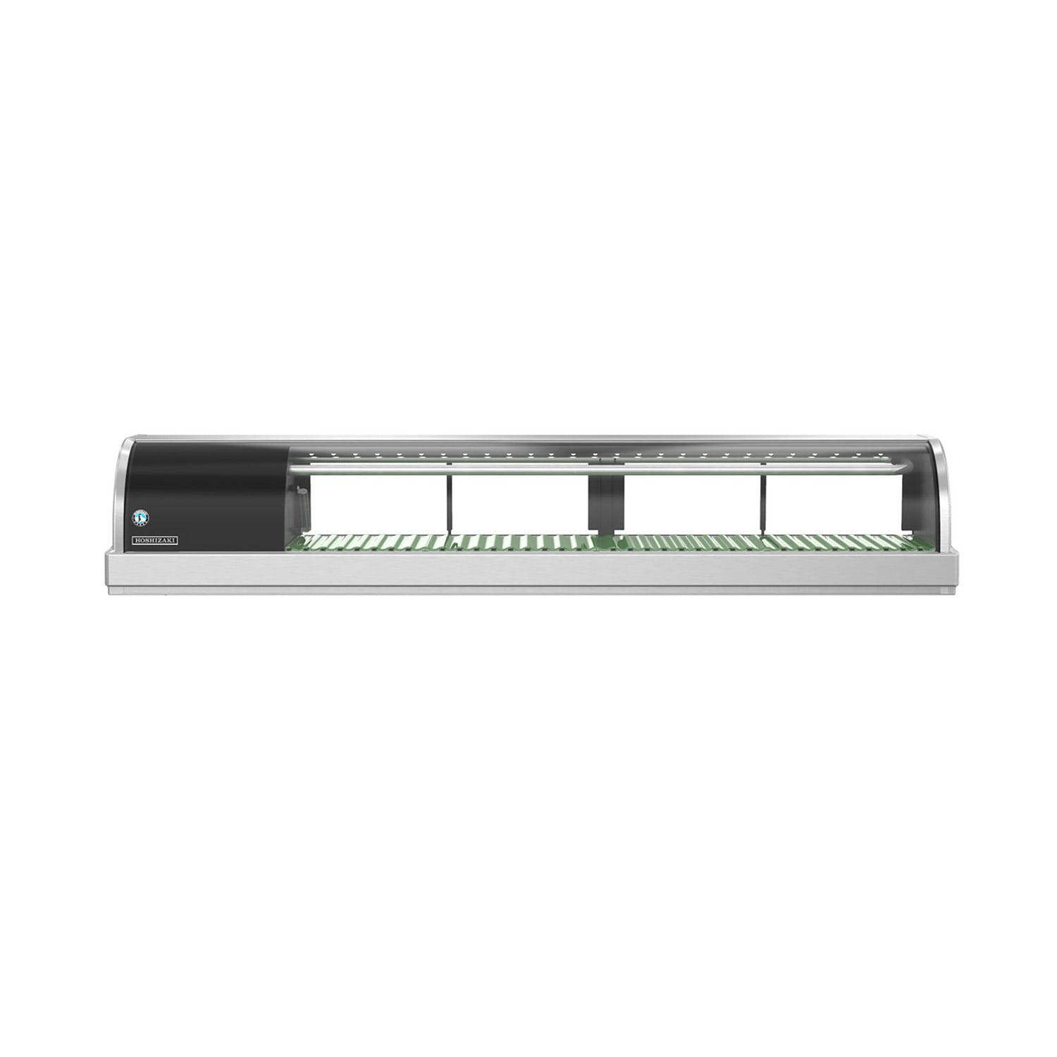 Hoshizaki HNC-150BA-L-SLH 60 Sushi Case w/ 4 Doors - Left Compressor, 115v, Self Contained Refrigeration, Curved Front Glass, Stainless Steel