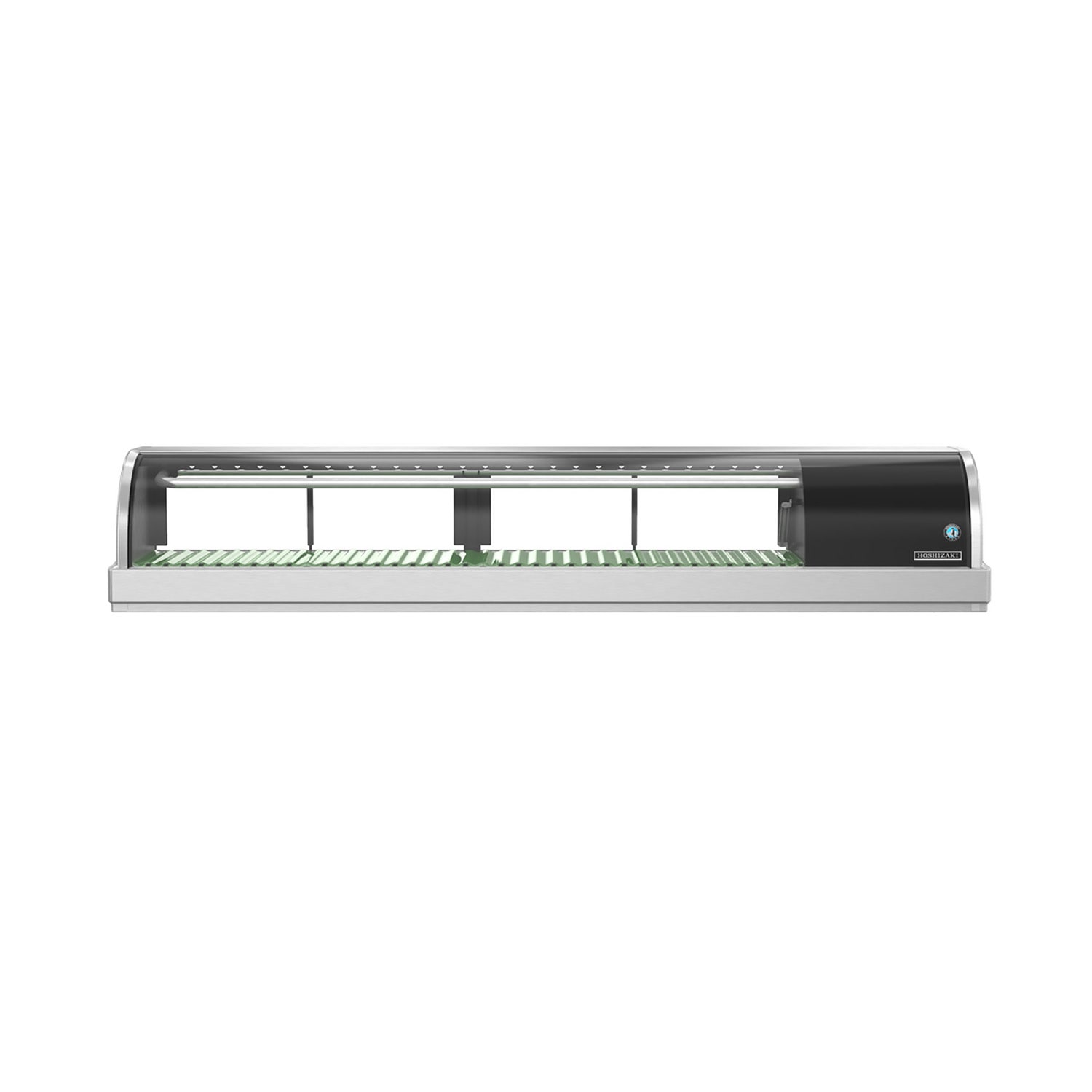 Hoshizaki HNC-150BA-R-SLH 60 Sushi Case w/ 4 Doors - Right Compressor, 115v, Self Contained Refrigeration, Curved Front Glass, Stainless Steel