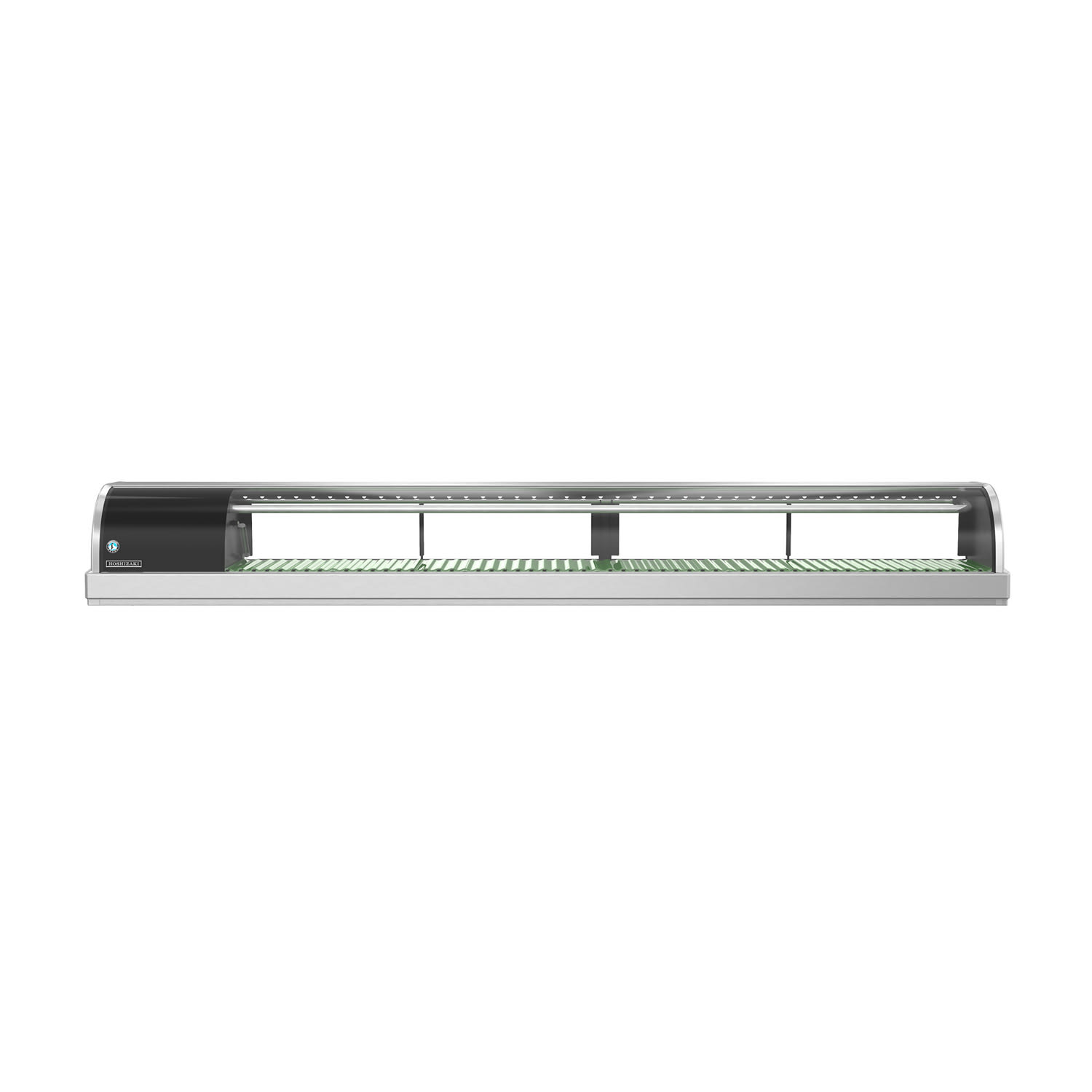 Hoshizaki HNC-210BA-L-SLH 83 Sushi Case w/ 4 Doors - Left Compressor, 115v, Self Contained Refrigeration, Curved Front Glass, Stainless Steel