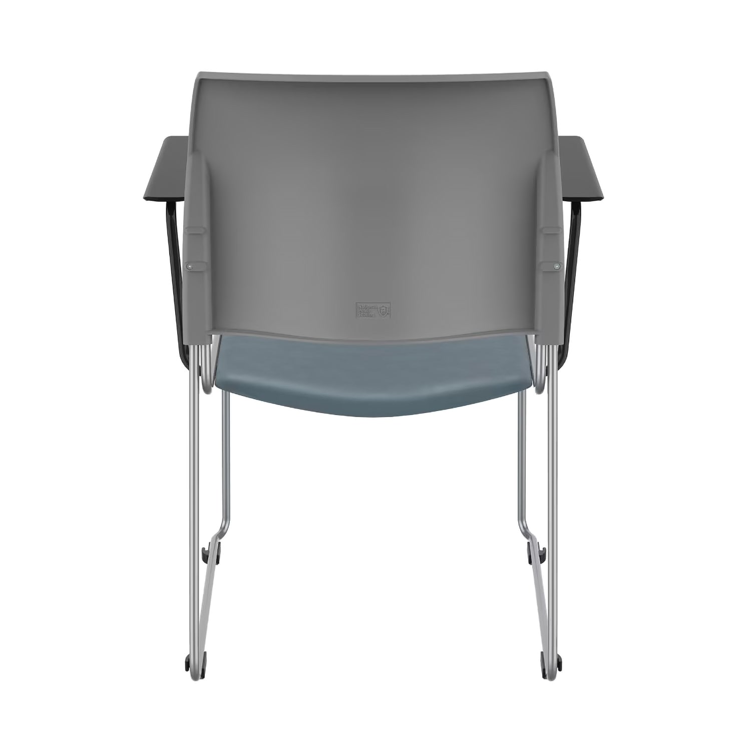 National Public Seating 8742-12-02-A Dining Chair w/ Solid Back and Blue Vinyl Seat - Steel, Silver