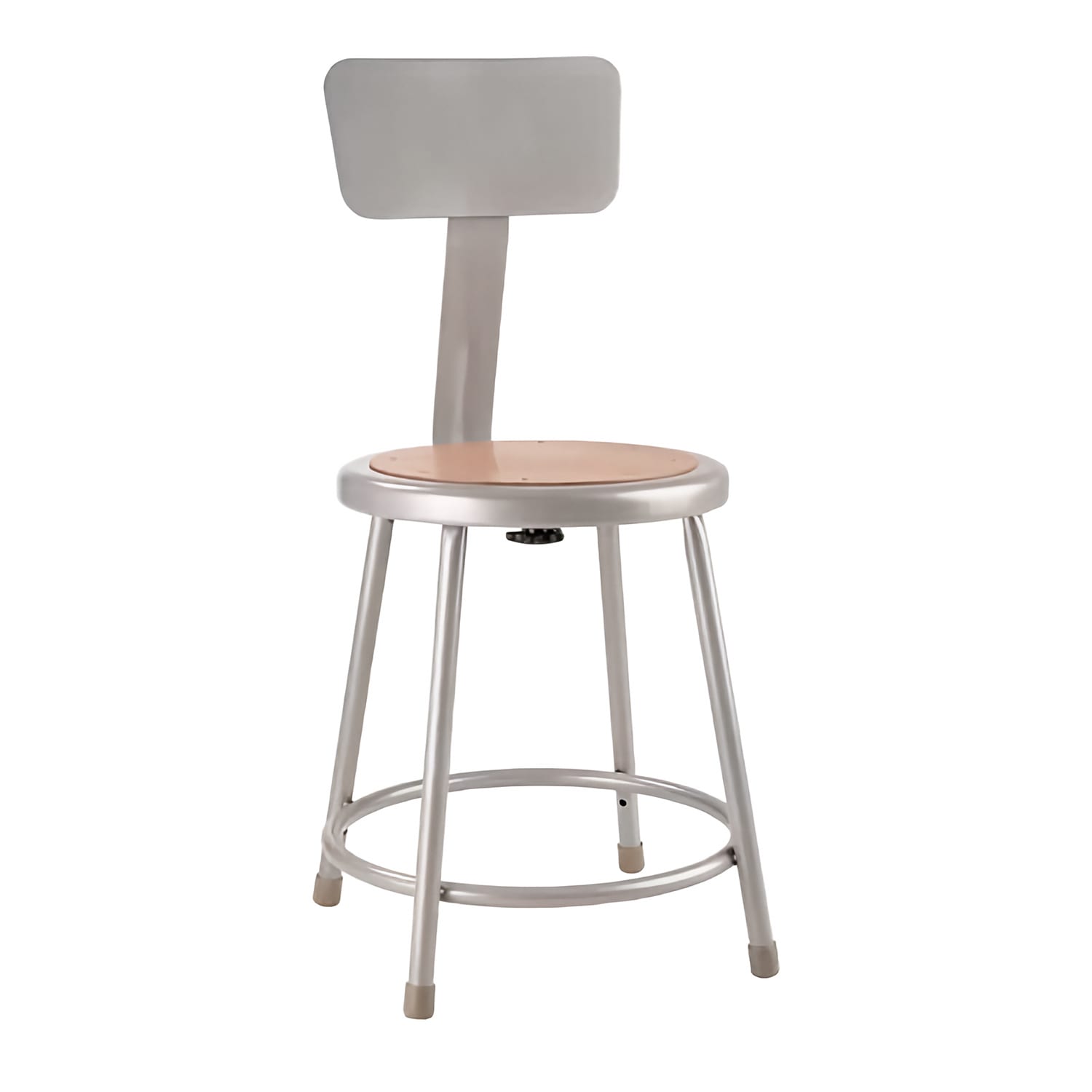 National Public Seating 6218B-KD Round Stool w/ Solid Back & Masonite Board Seat, Gray