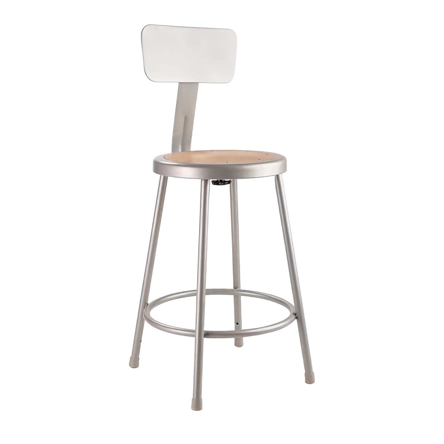 National Public Seating 6224B-KD Round Stool w/ Solid Back & Masonite Board Seat, Gray