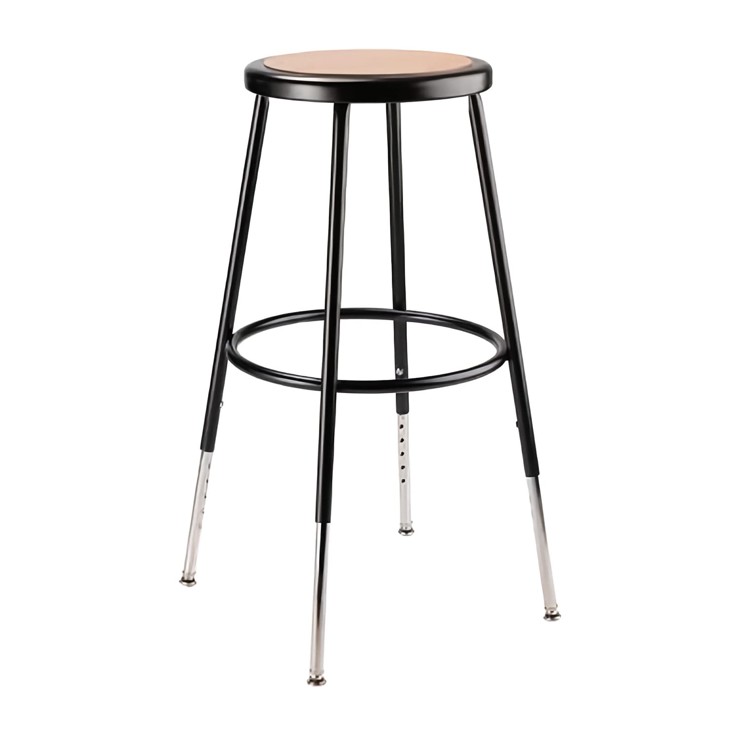 National Public Seating 6224H-10-KD Round Backless Stool w/ Masonite Board Seat, Black