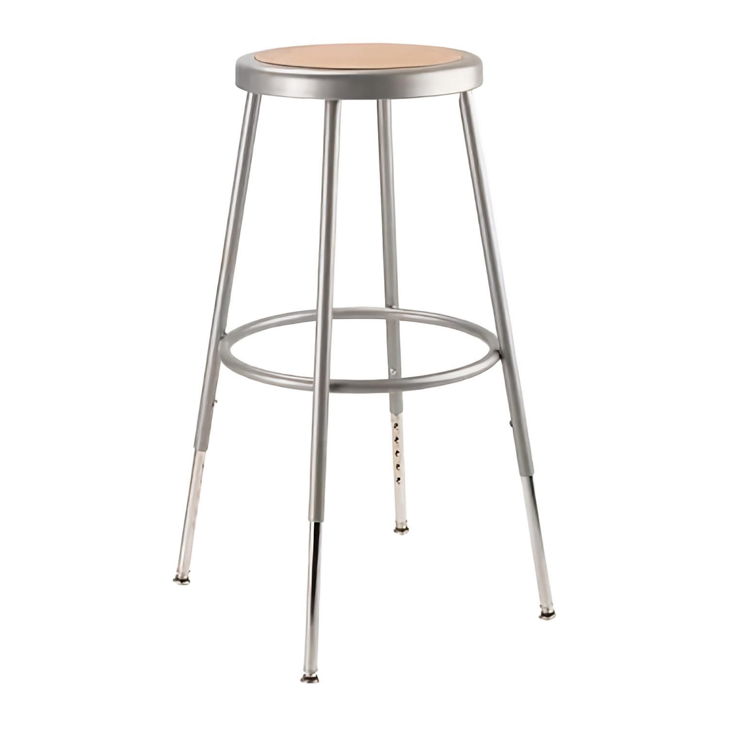 National Public Seating 6224H-KD Round Backless Stool w/ Masonite Board Seat, Gray