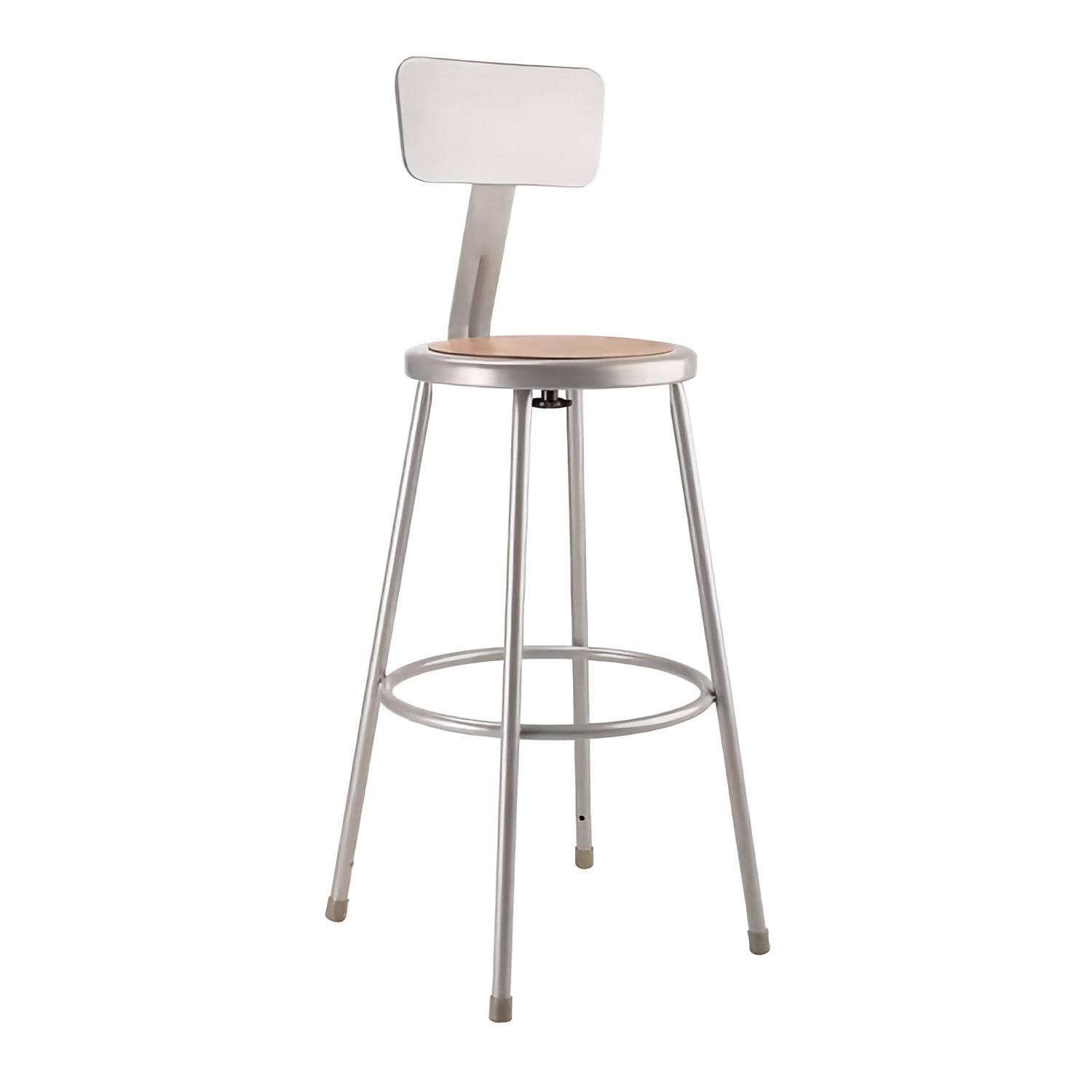 National Public Seating 6230B-KD Round Stool w/ Solid Back & Masonite Board Seat, Gray