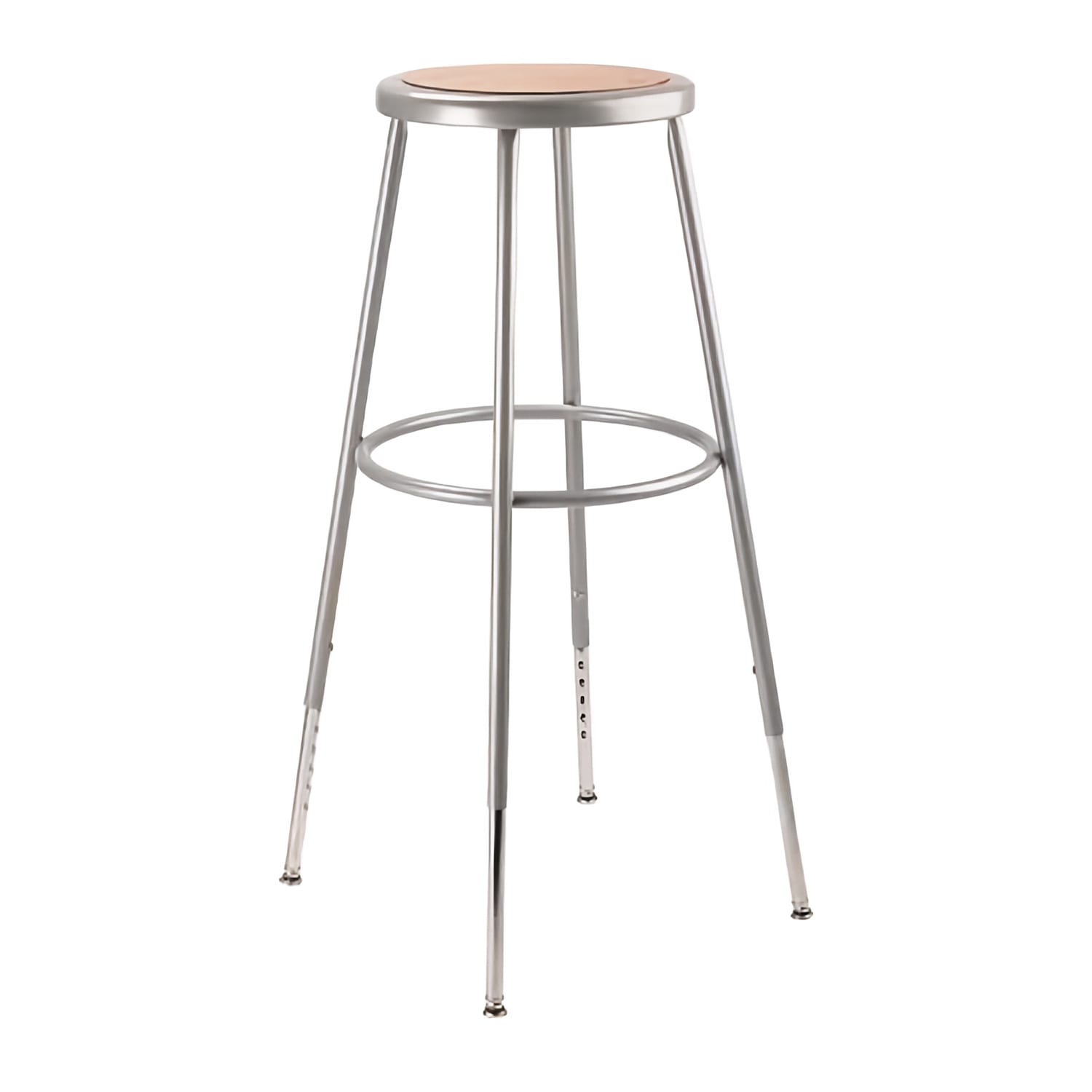 National Public Seating 6230H-KD Round Backless Stool w/ Masonite Board Seat, Gray