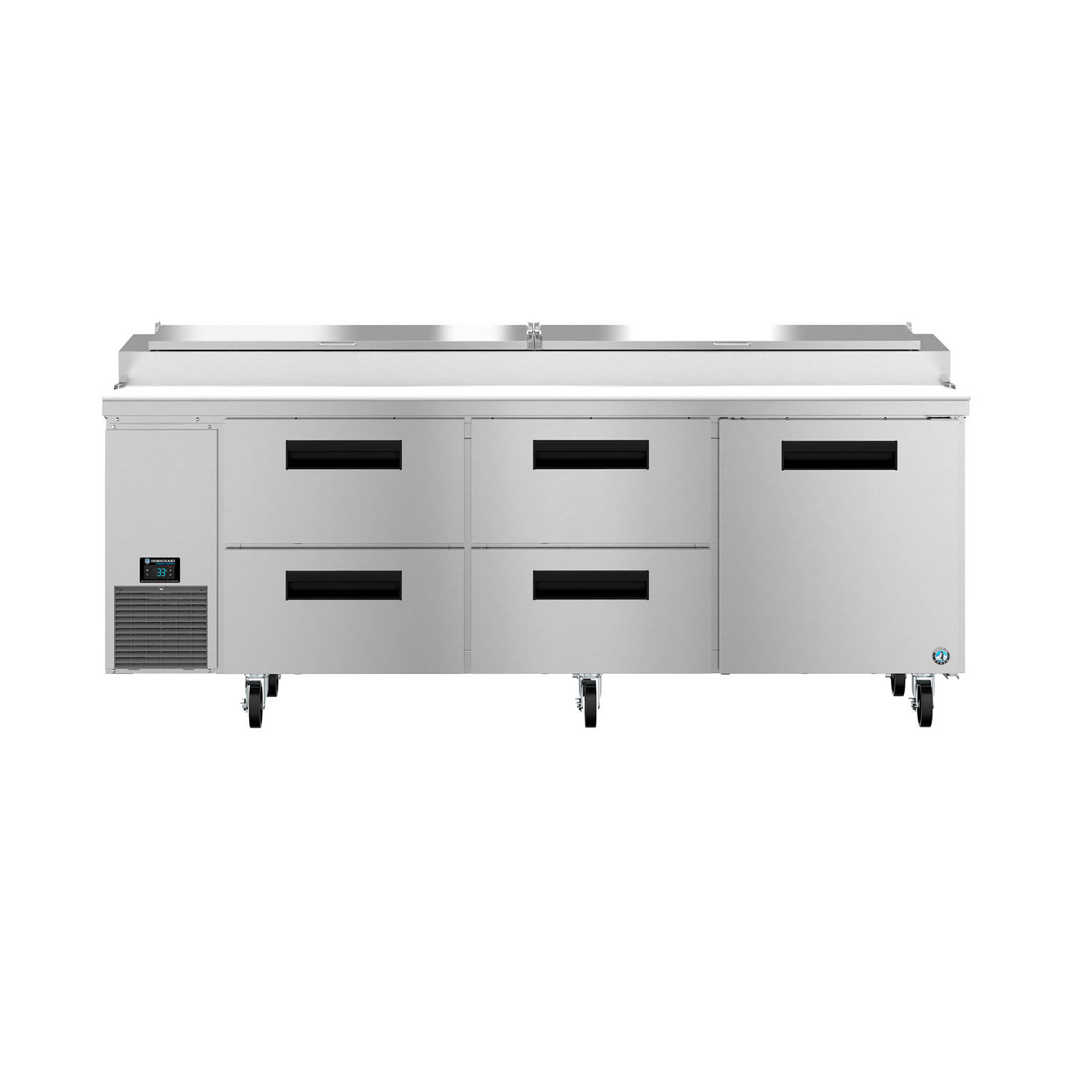 Hoshizaki PR93B-D4 93 Steelheart Pizza Prep Table w/ Refrigerated Base, 115v, Refigerated Base, Drawer/Door Combo, Stainless Steel