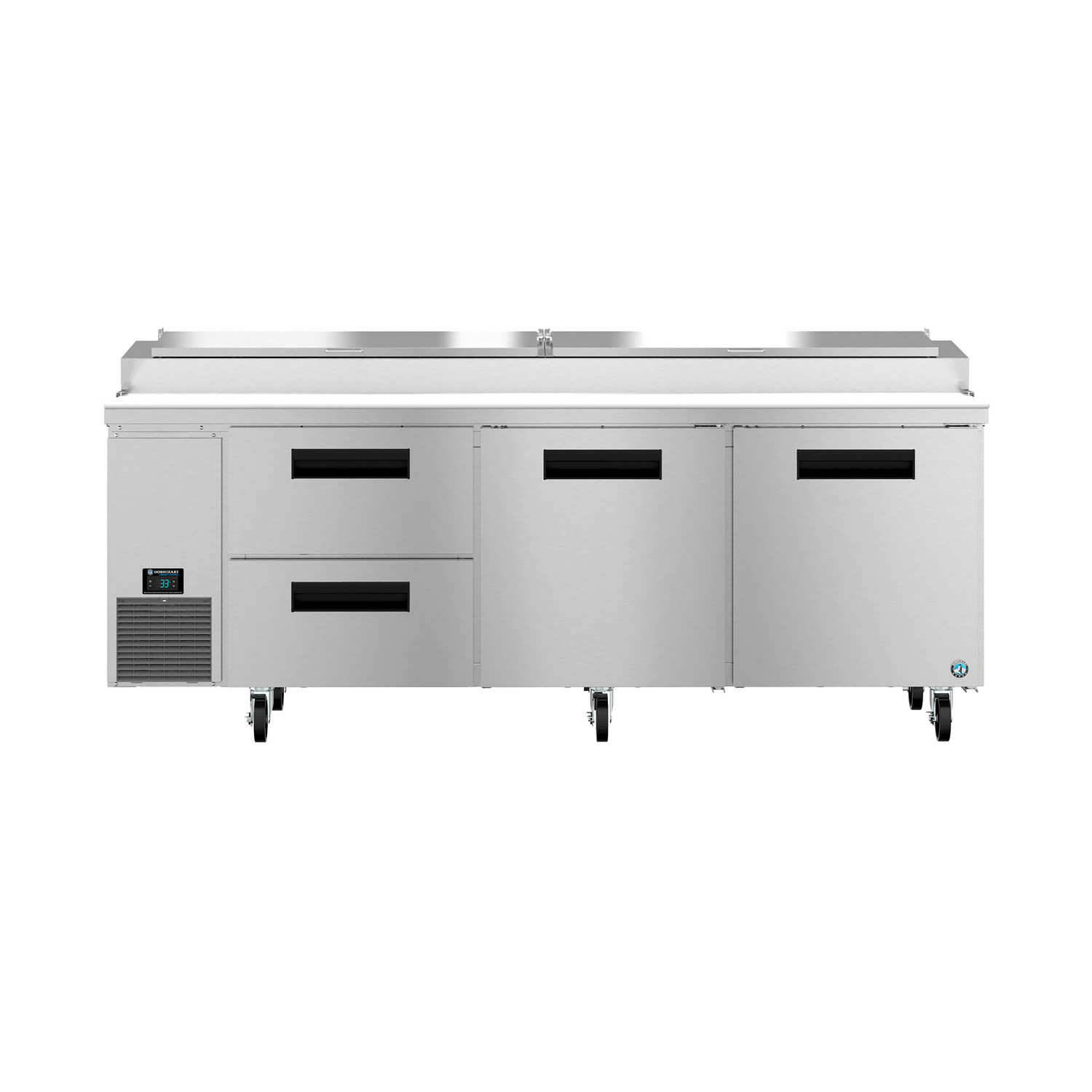 Hoshizaki PR93B-D2 93 Steelheart Pizza Prep Table w/ Refrigerated Base, 115v, Refigerated Base, Drawer/Door Combo, Stainless Steel