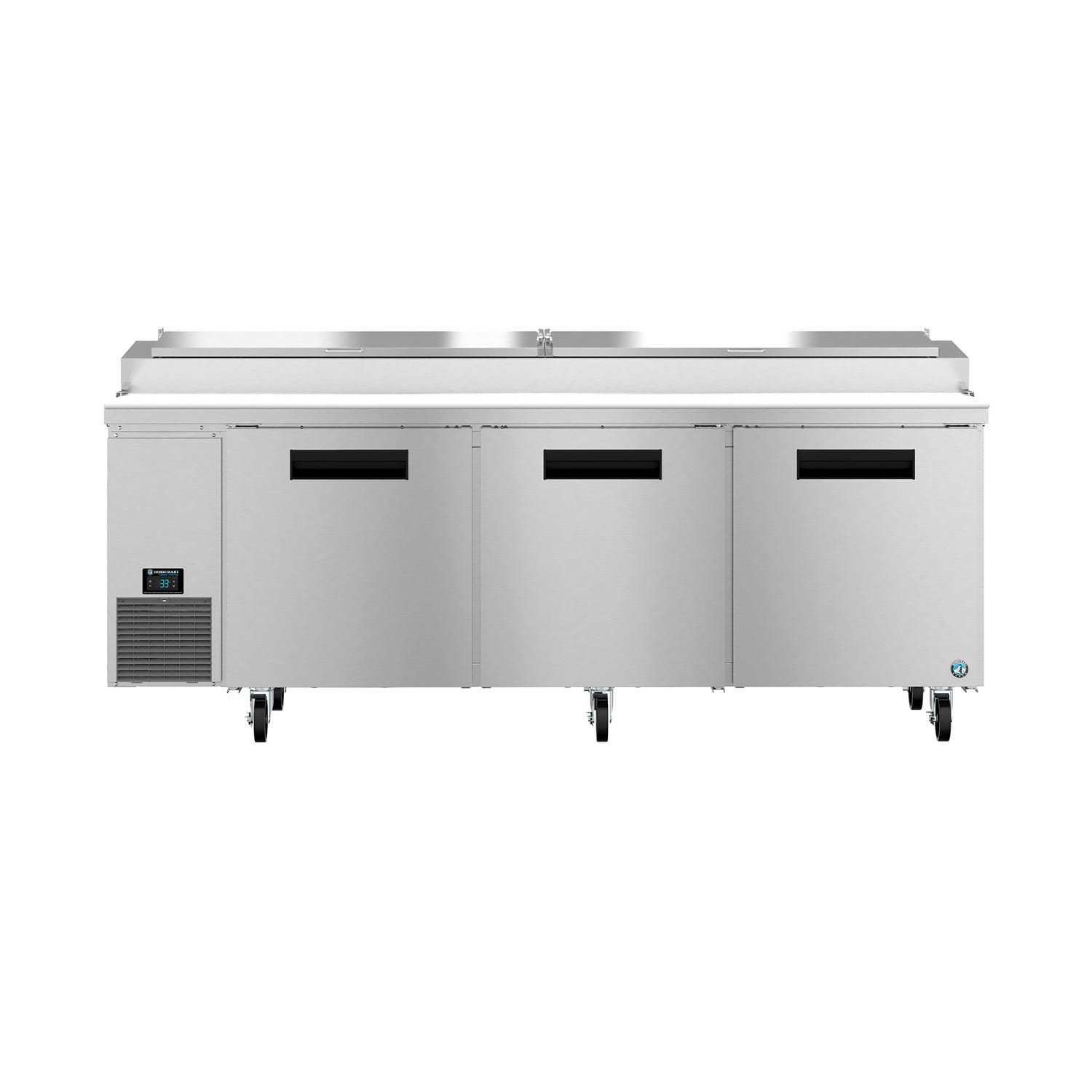 Hoshizaki PR93B 93 Steelheart Pizza Prep Table w/ Refrigerated Base, 115v, Refigerated Base, 3 Doors, Stainless Steel