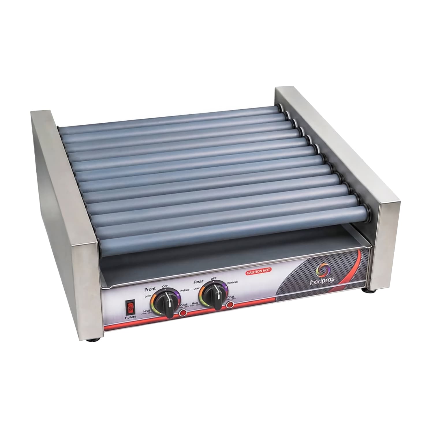 Food Concepts FP-RG-8033 33 Hot Dog Roller Grill w/ Manual Controls - Slanted Top, 120v, Stainless Steel