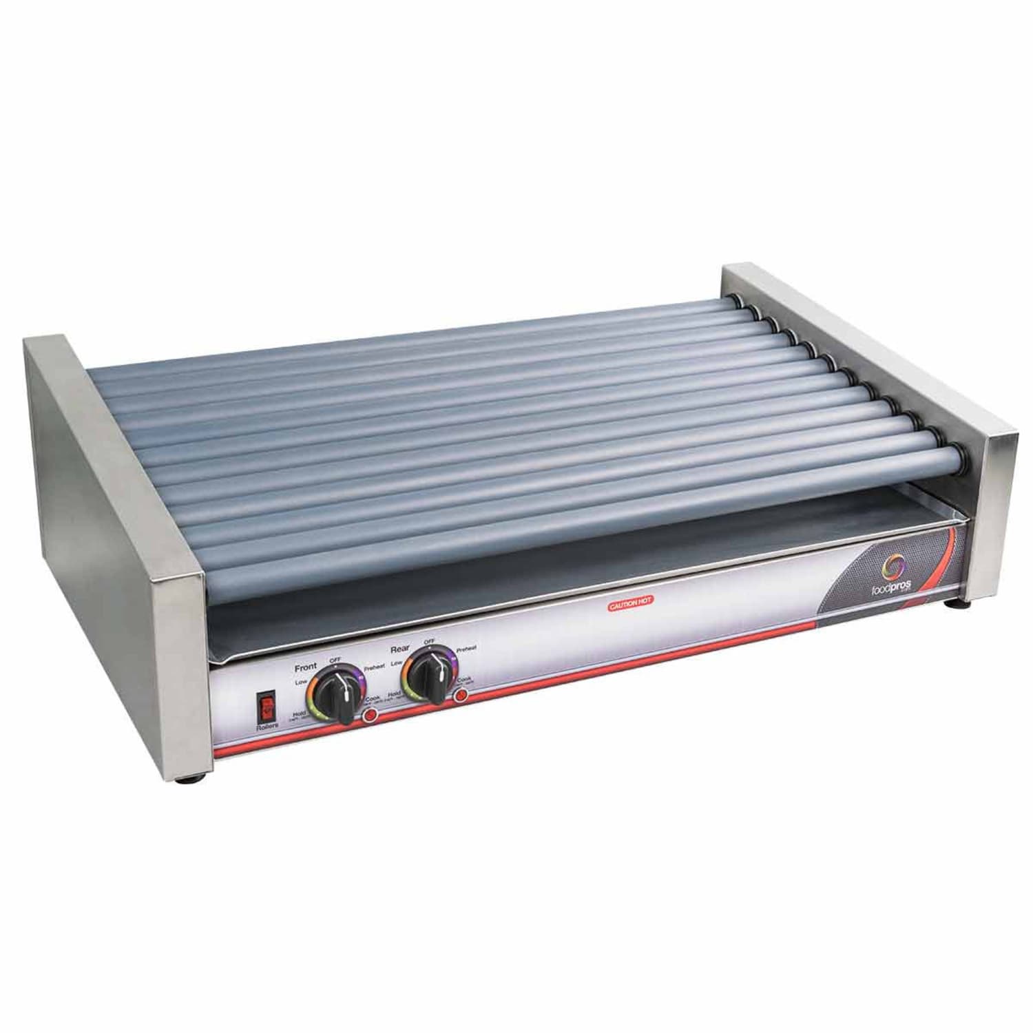 Food Concepts FP-RG-8055 55 Hot Dog Roller Grill w/ Manual Controls - Slanted Top, 120v, Stainless Steel