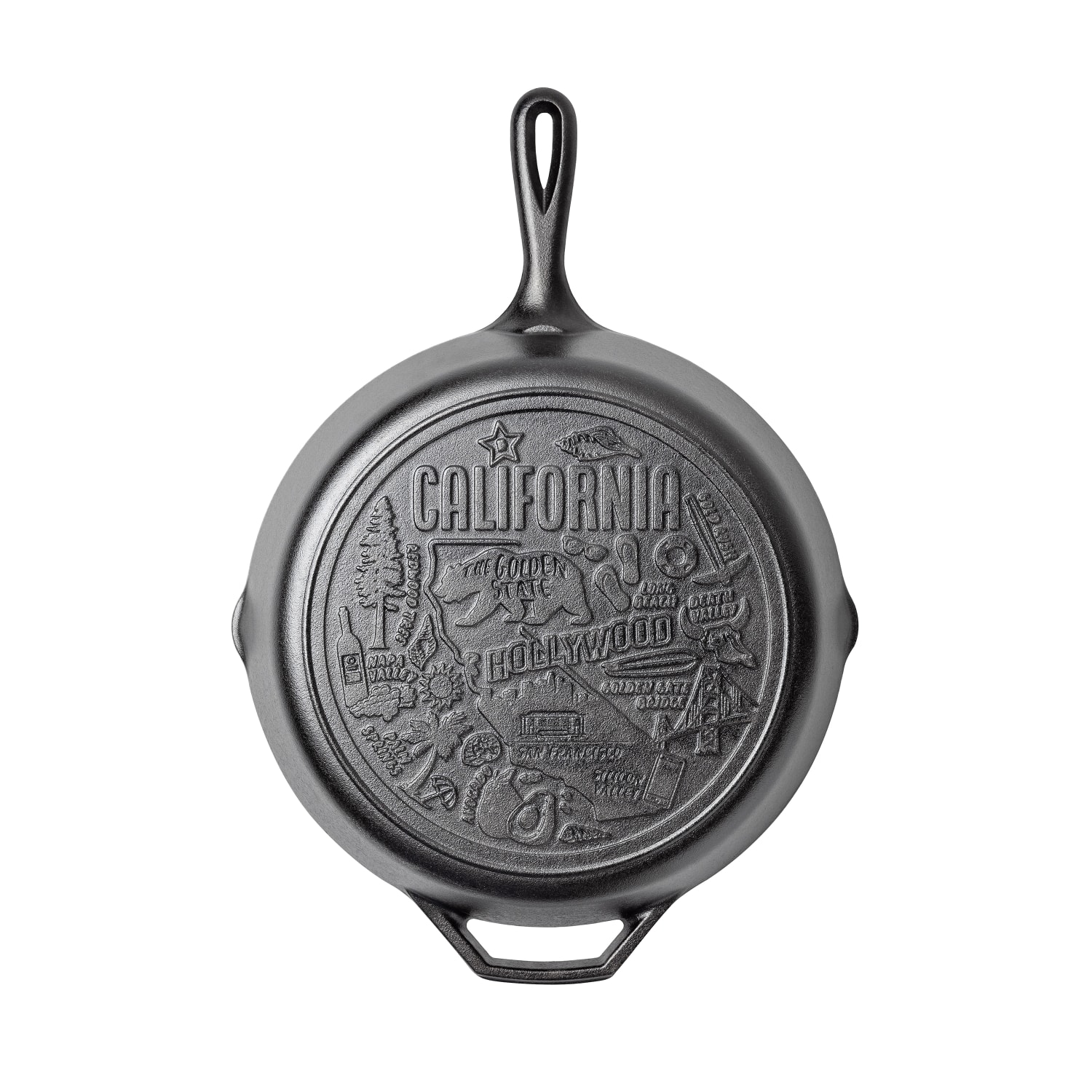 Lodge L10SKCA 12 Round American Road Trip Seasoned Cast Iron Skillet, California, Black