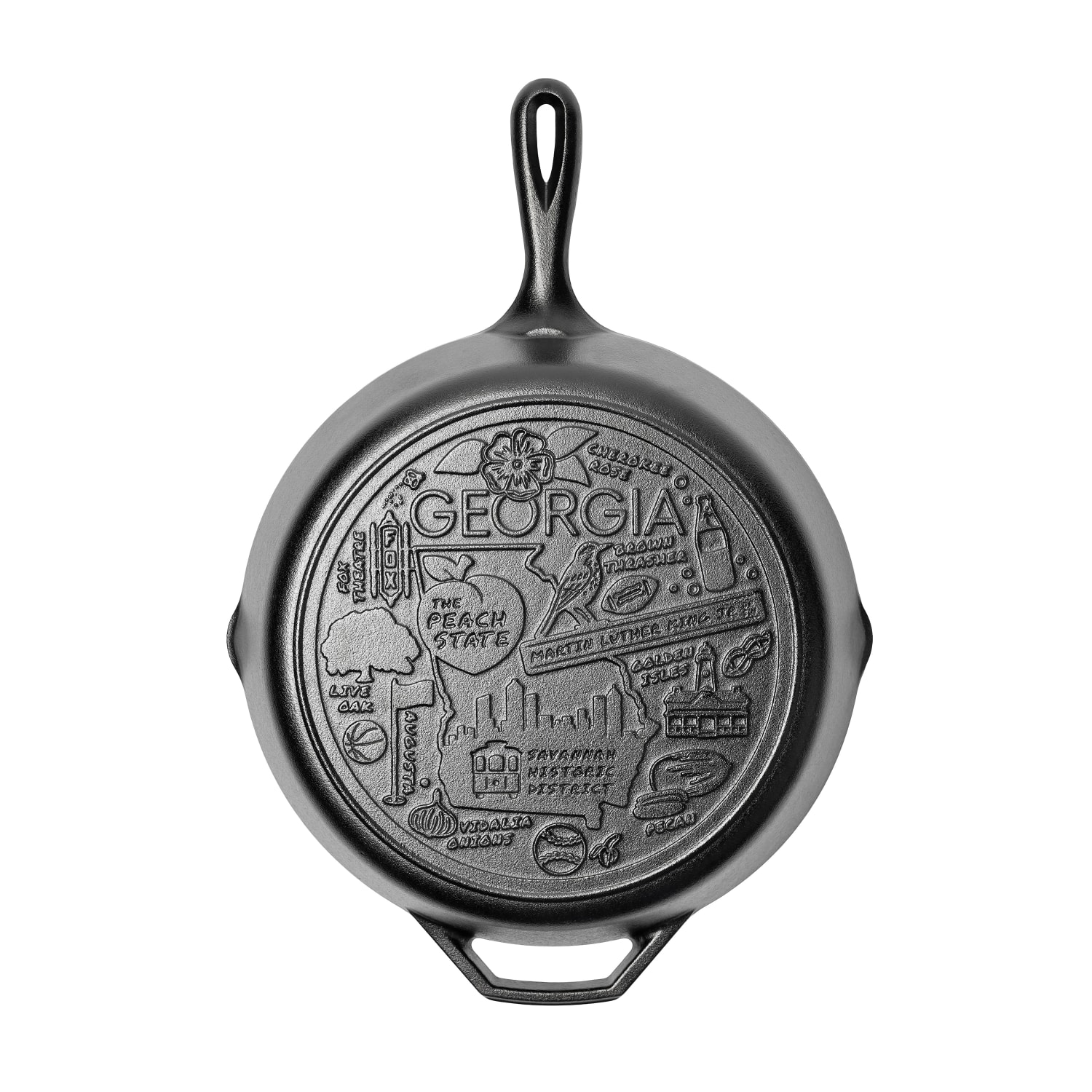 Lodge L10SKGA 12 Round American Road Trip Seasoned Cast Iron Skillet, Georgia, Black