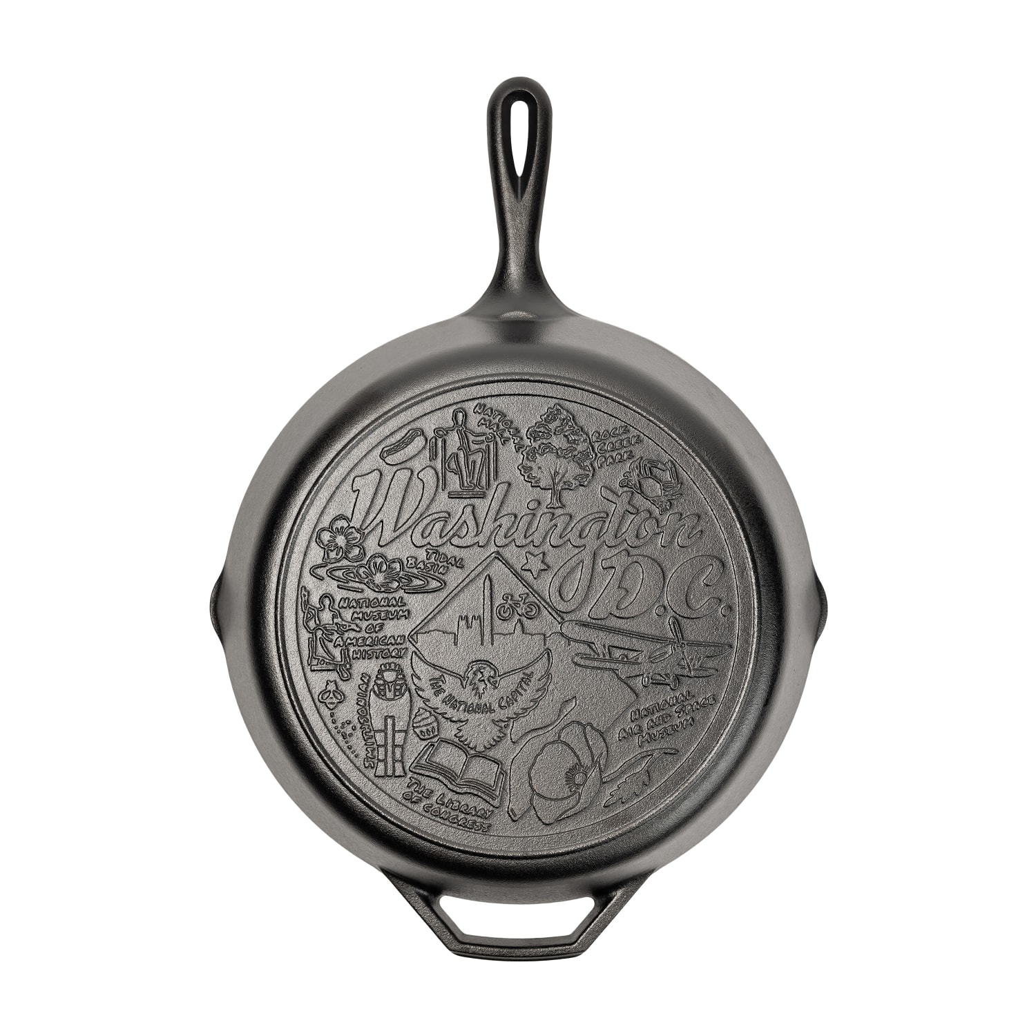 Lodge L10SKDC 12 Round American Road Trip Seasoned Cast Iron Skillet, District of Columbia, Black