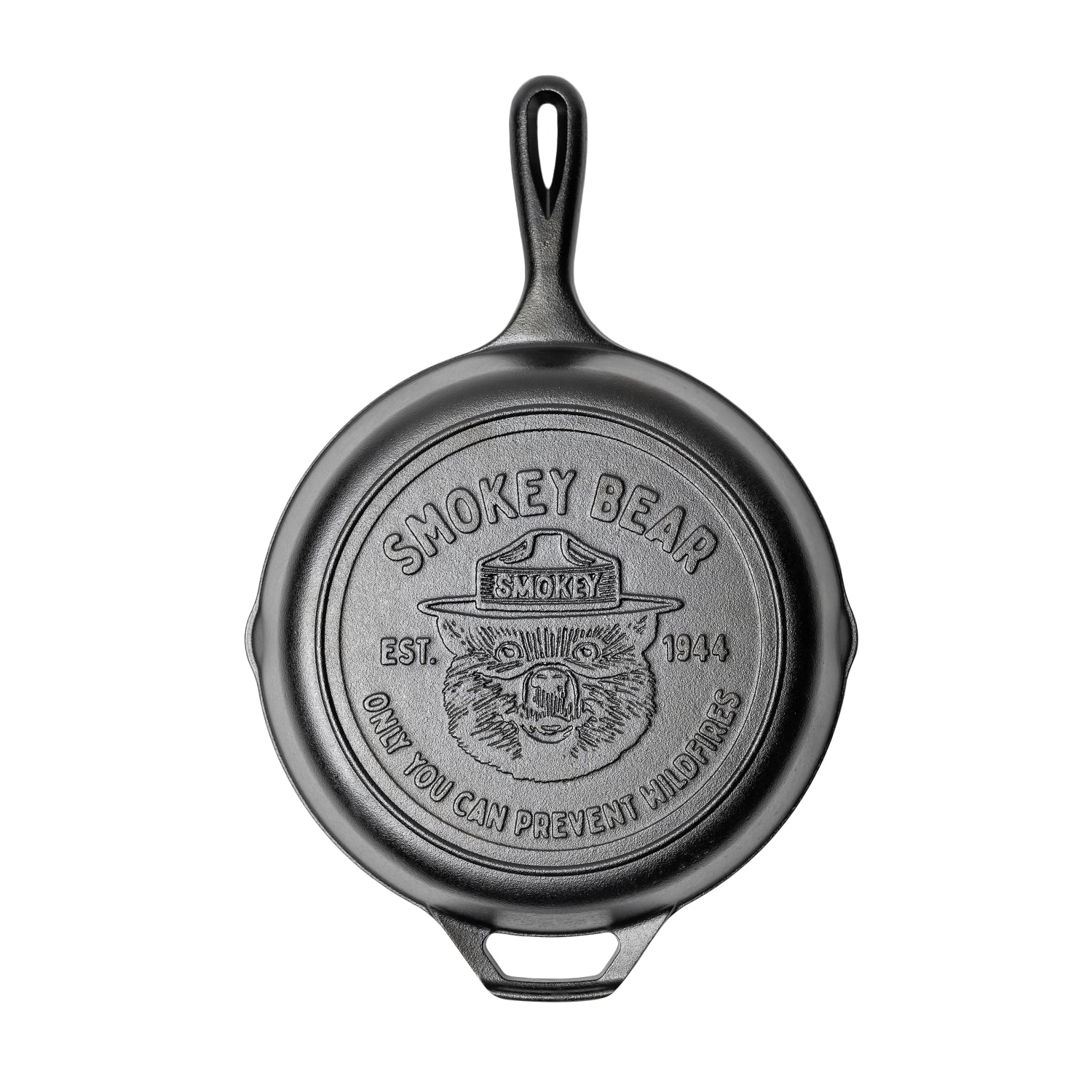 Lodge L8SKSMOKEY 10 1/4 Round Seasoned Cast Iron Skillet, Smokey Bear, Black