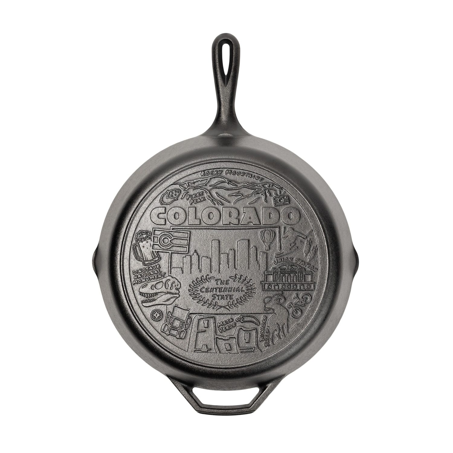 Lodge L10SKCO 12 Round American Road Trip Seasoned Cast Iron Skillet, Colorado, Black